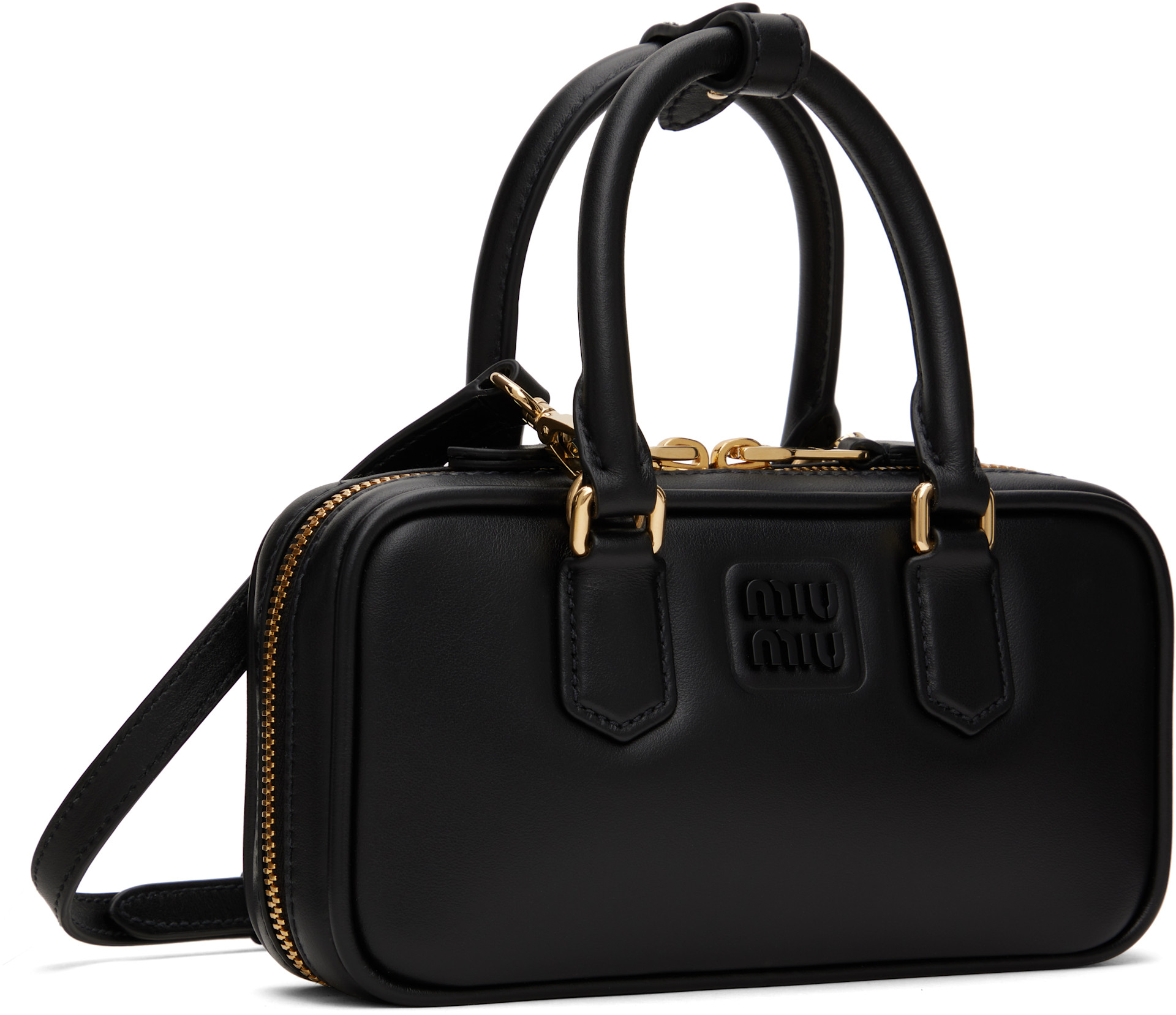 Miu Miu: Black Arcadie Leather Mini Bag | SSENSE Canada