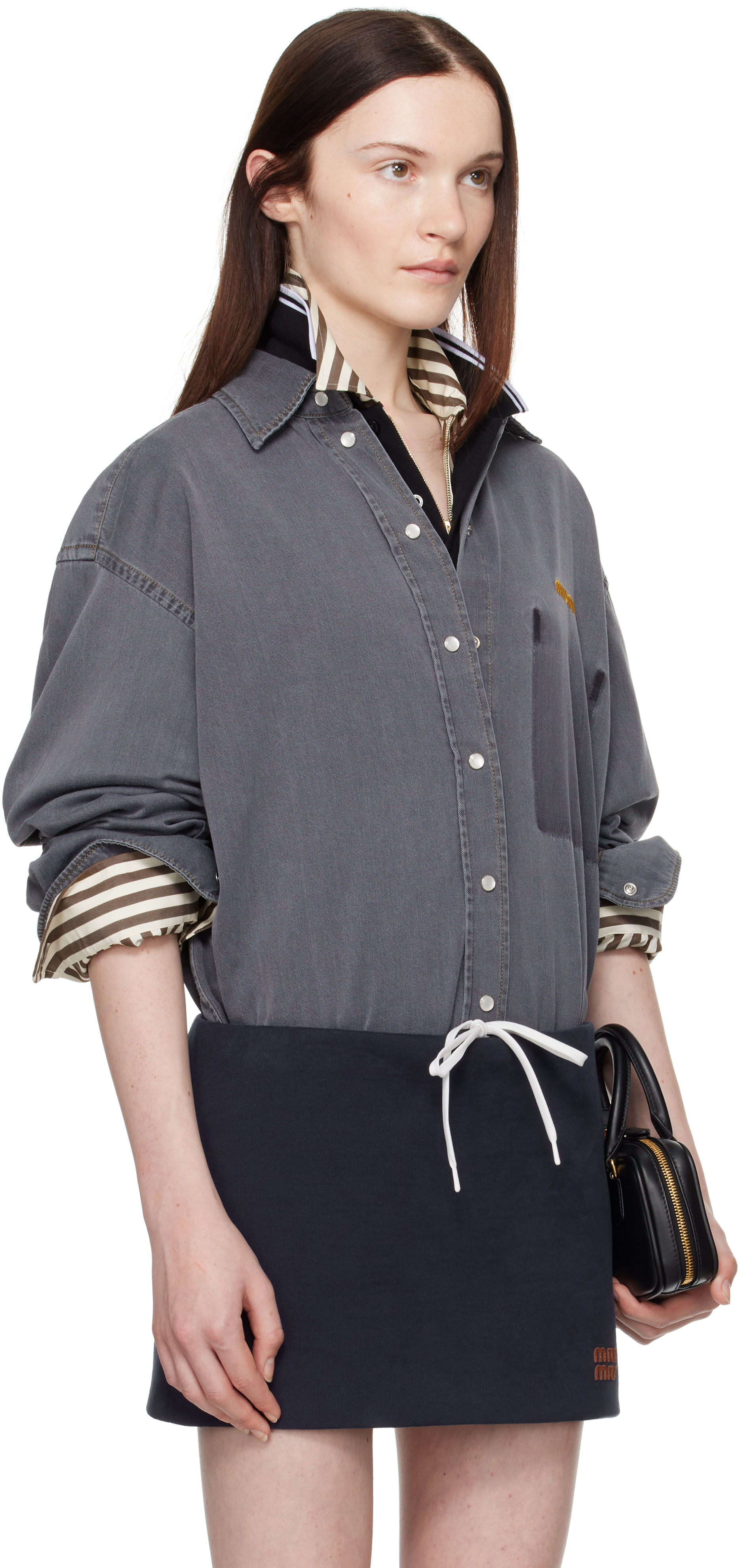 Miu Miu - Chemise grise en chambray