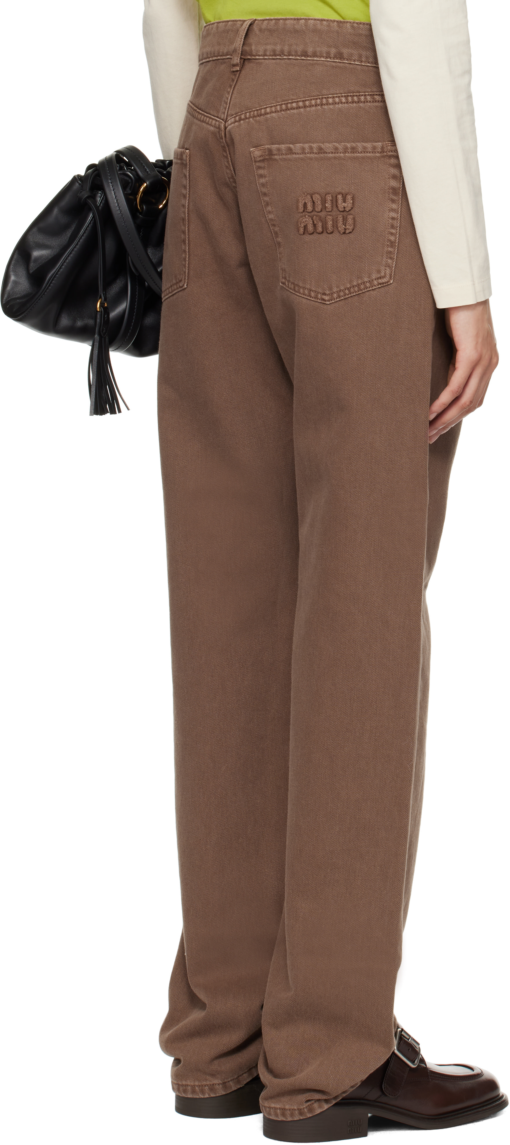 Miu Miu: Brown Five Pocket Bull Jeans | SSENSE Canada
