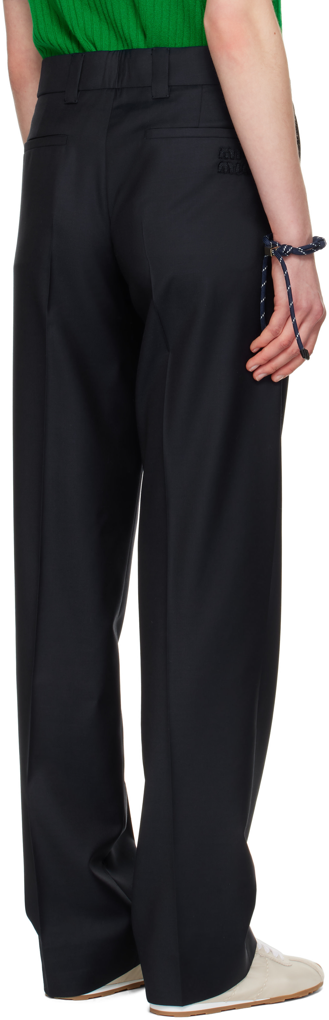 Miu Miu - Navy Drawstring Trousers