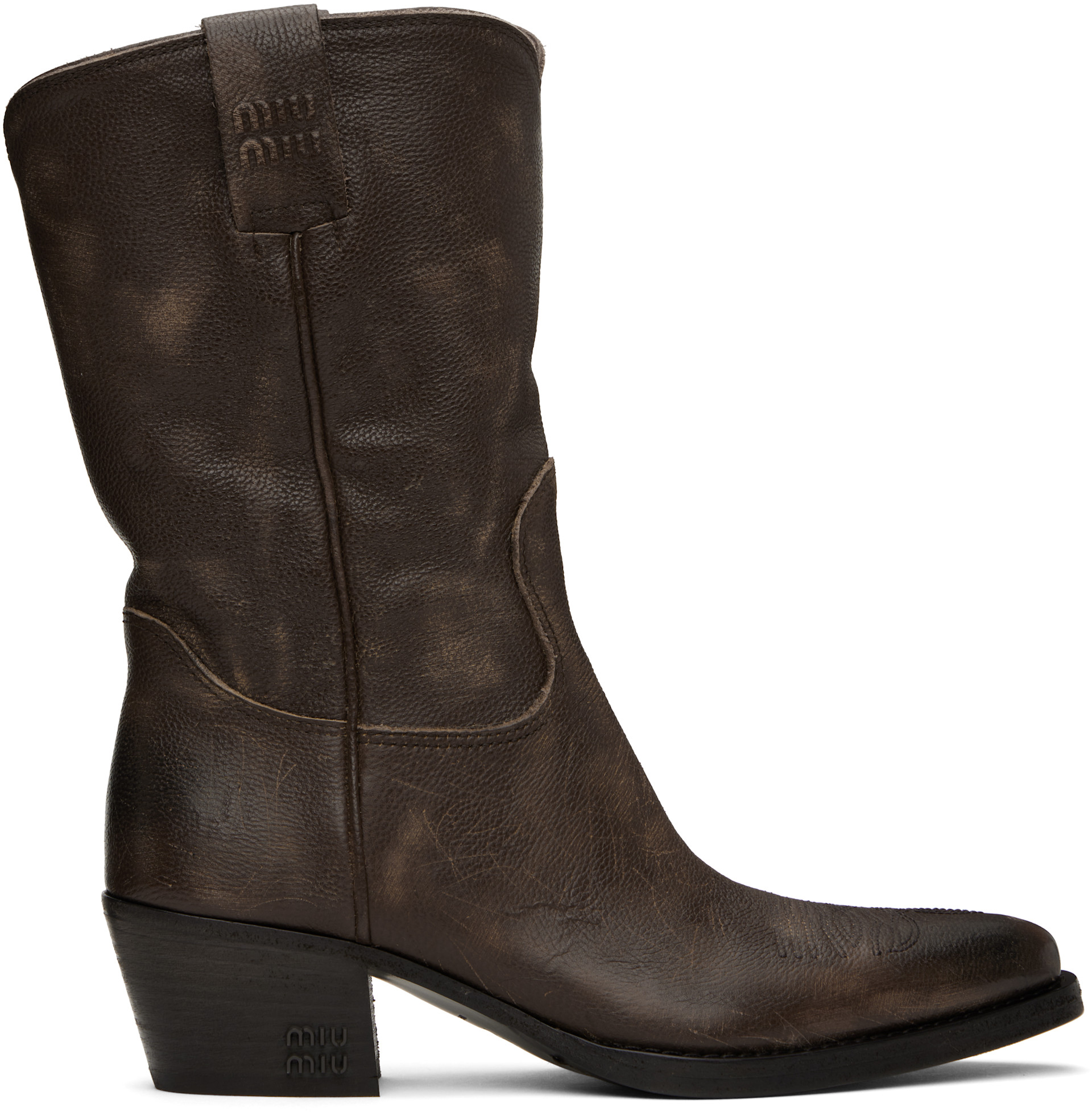 Miu Miu - Bottes brunes en cuir