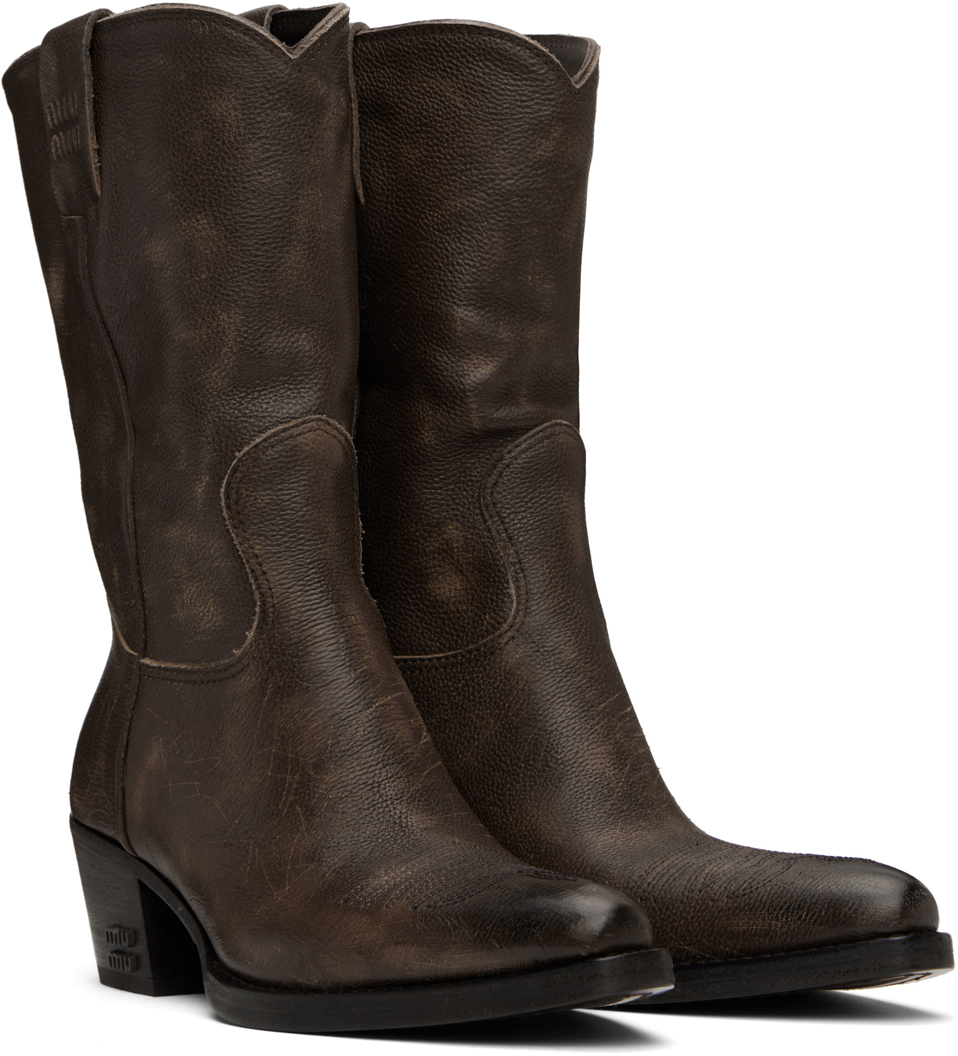 Miu Miu - Bottes brunes en cuir