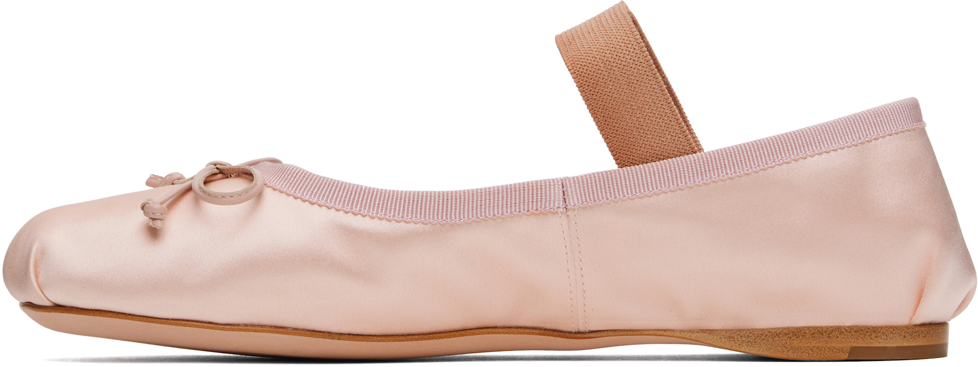 Miu Miu: Pink Satin Ballerina Flats | SSENSE Canada