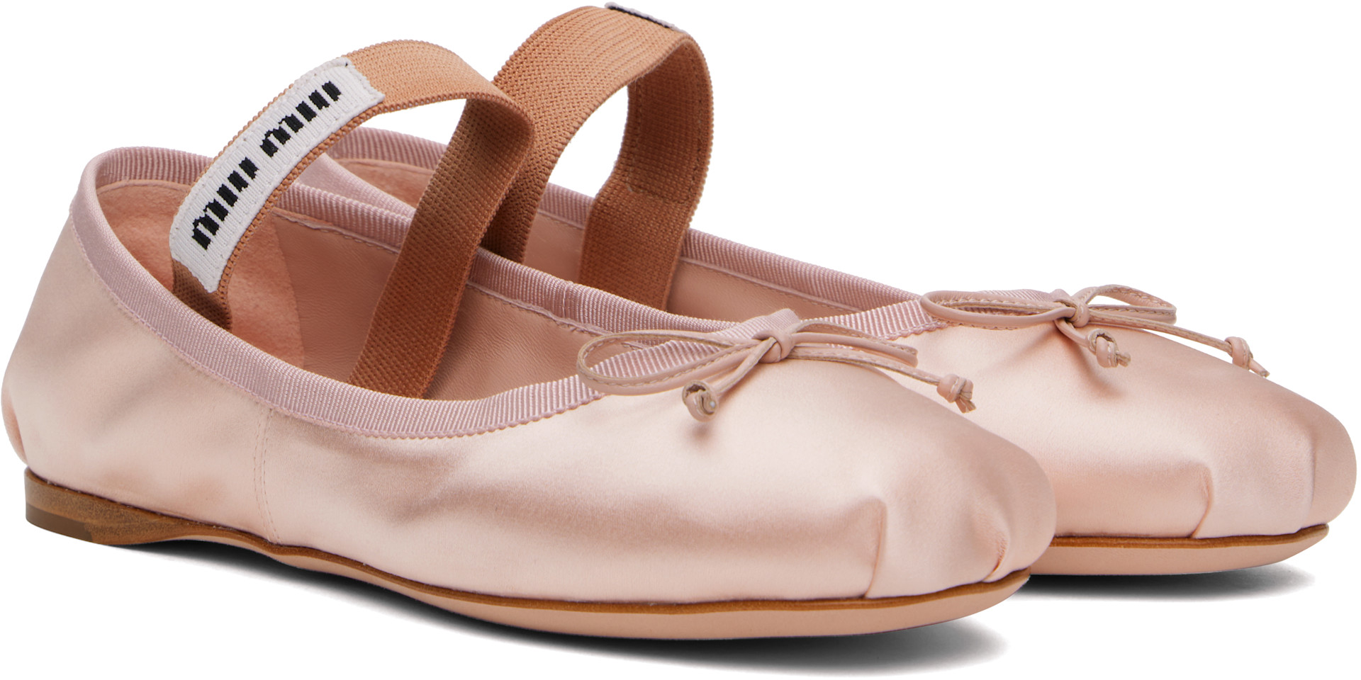 Miu Miu: Pink Satin Ballerina Flats | SSENSE Canada