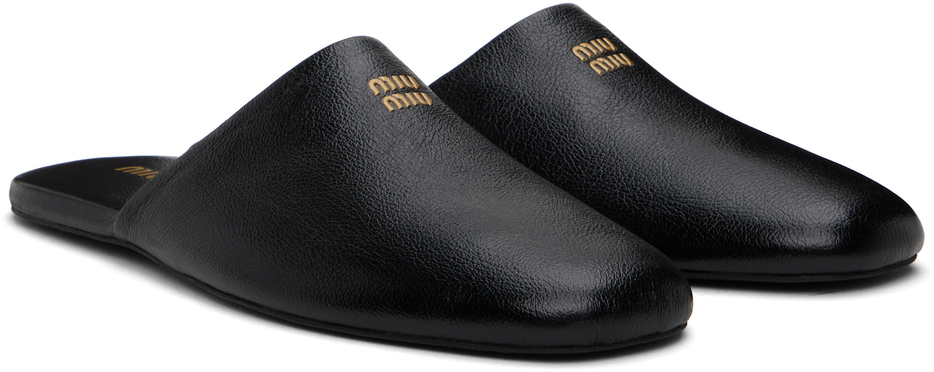 Miu Miu - Chaussons noirs en cuir