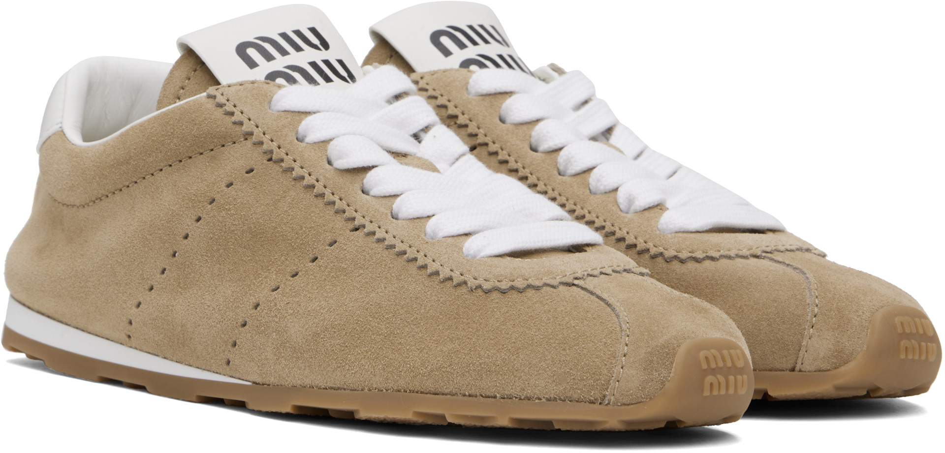 Miu Miu - Baskets Plume beiges en suède