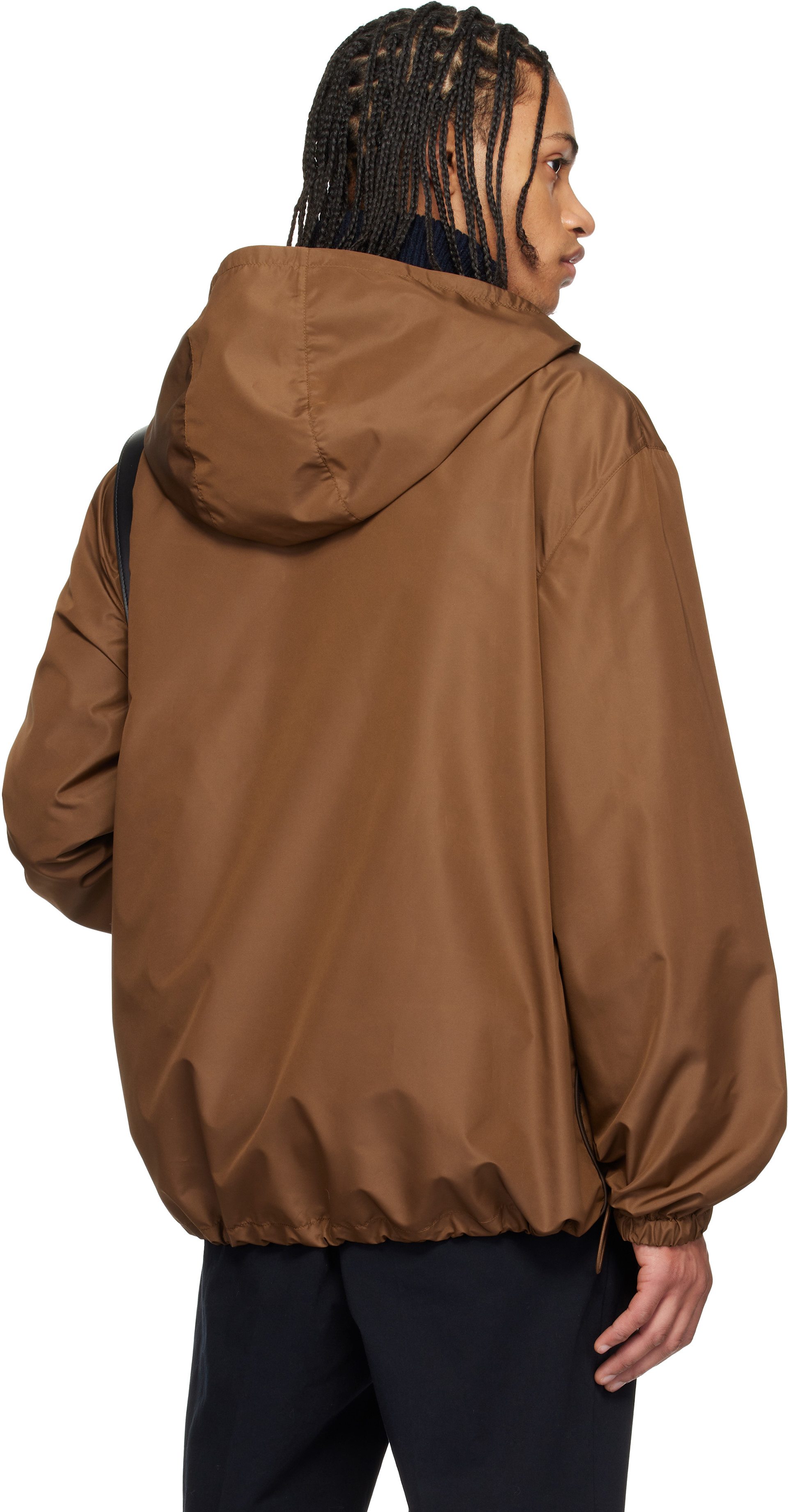 Miu Miu - Brown Technical Fabric Hoodie Jacket