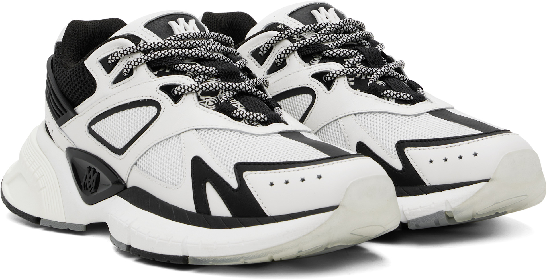 AMIRI - Baskets de course blanc et noir à monogrammes