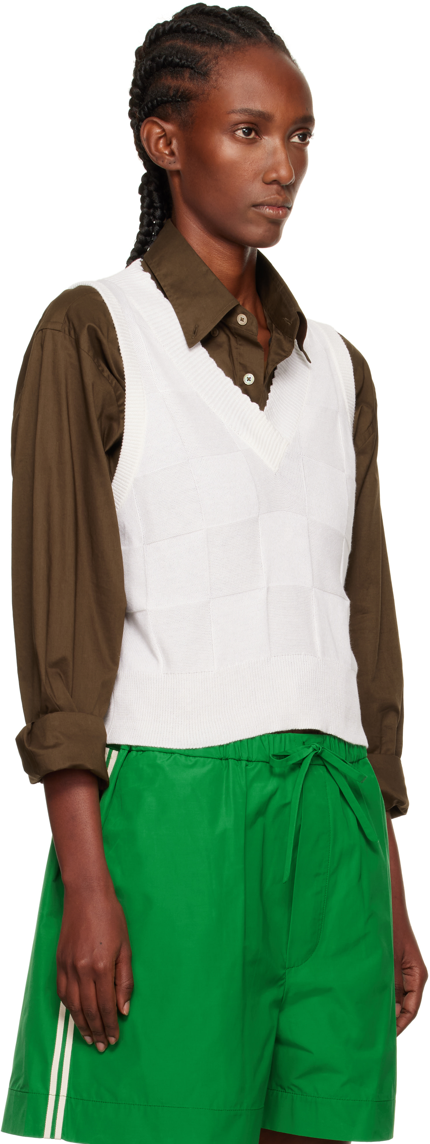 CORDERA ニットベスト Cordera: White Checkered Cotton & Cashmere Vest | SSENSE