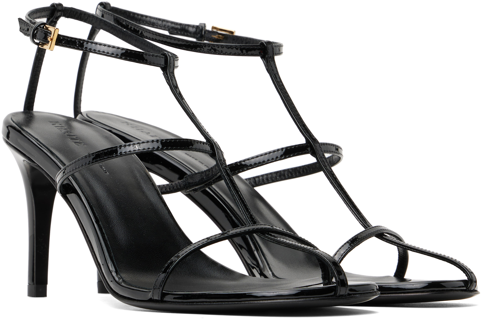 KHAITE: Black Cage Heeled Sandals | SSENSE