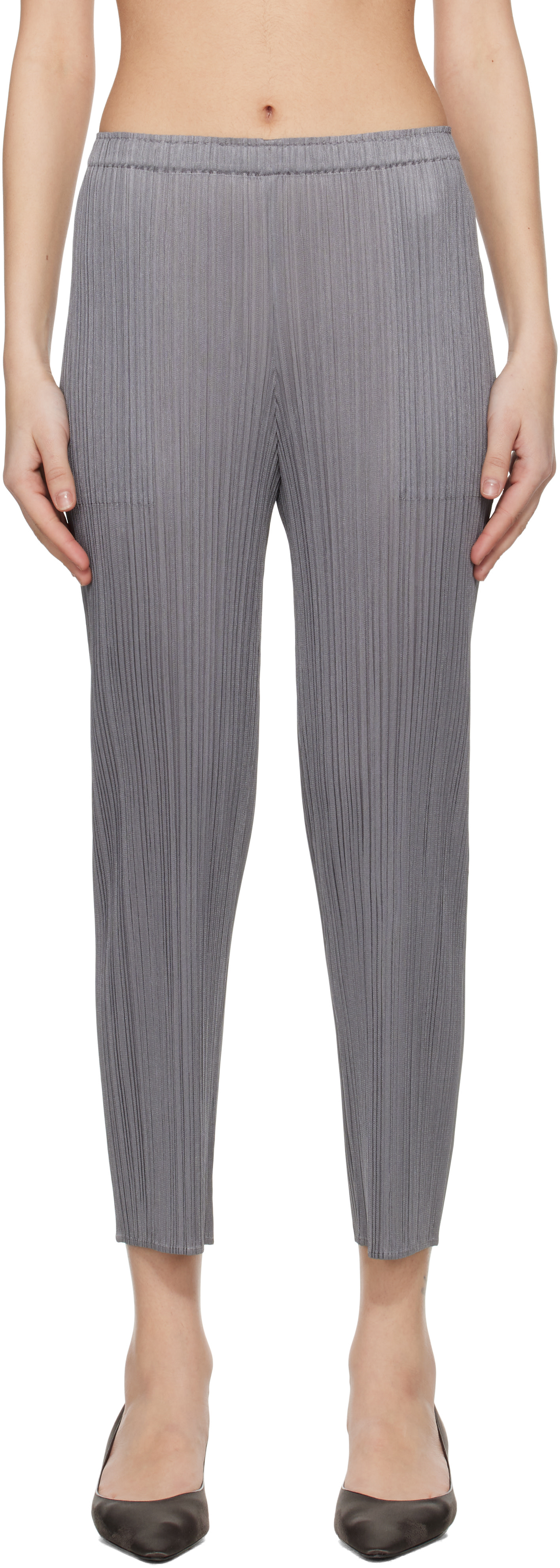 PLEATS PLEASE ISSEY MIYAKE - Pantalon gris - BASICS