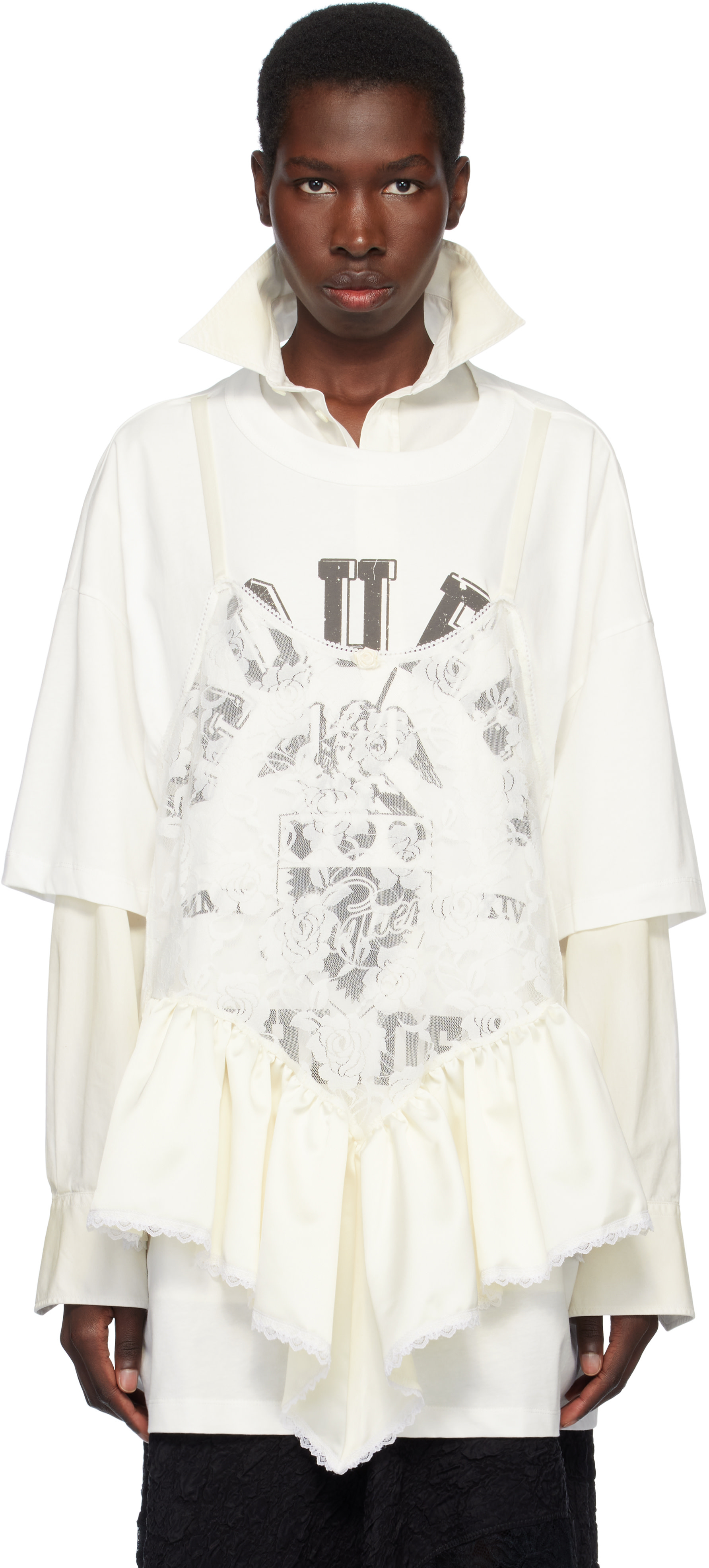 VAQUERA - T-shirt blanc cassé à image