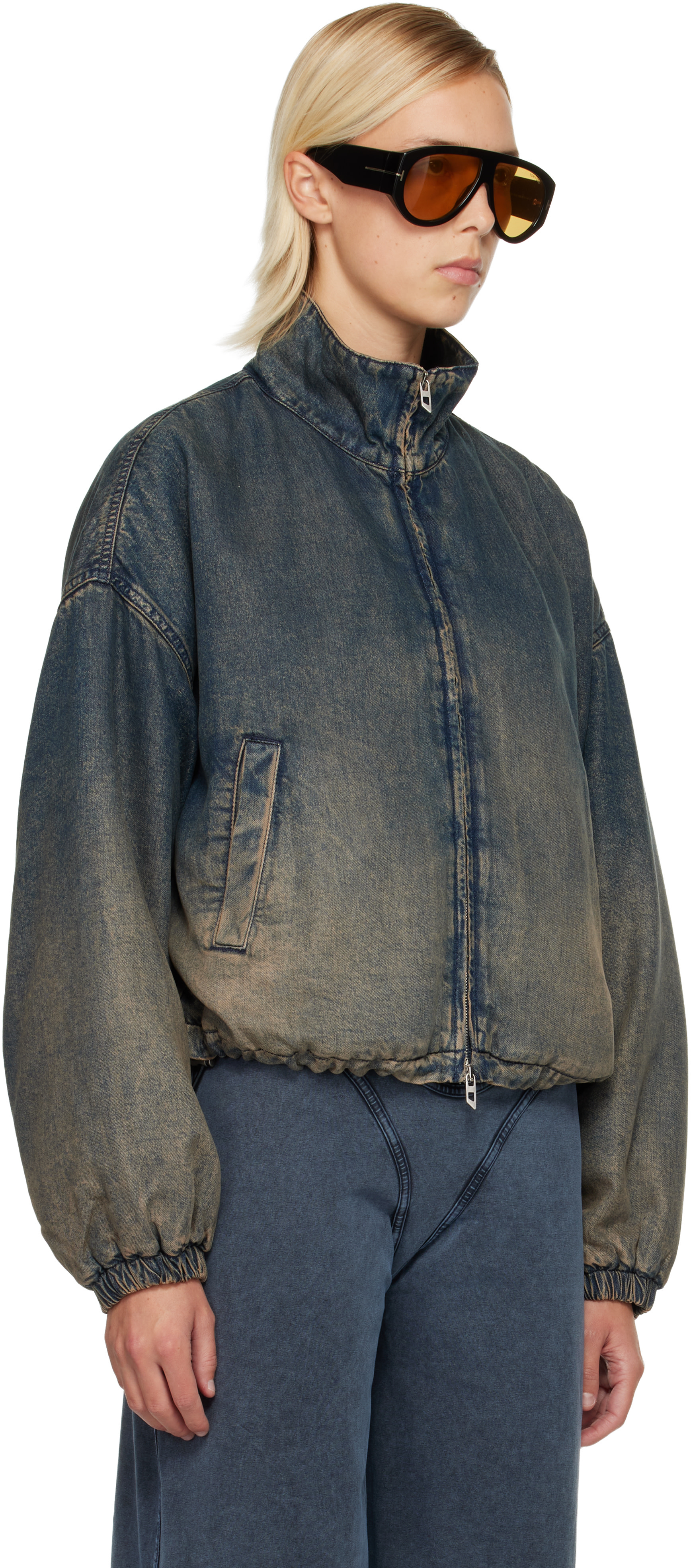 Diesel - Blouson Flower-S bleu en denim