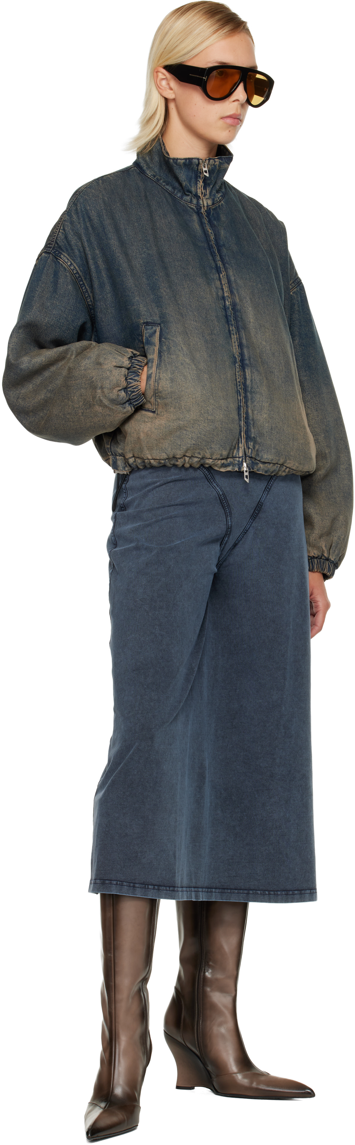 Diesel - Blouson Flower-S bleu en denim