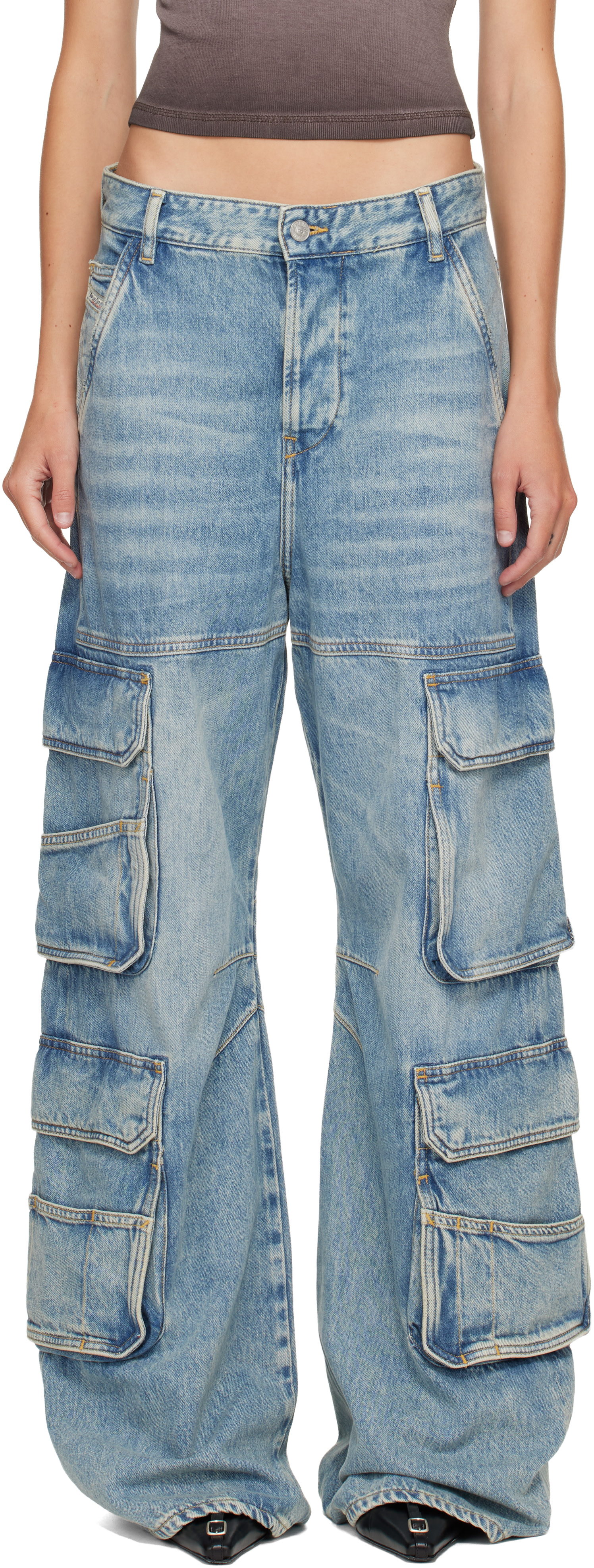 Diesel: Blue Relaxed 1996 D-Sire Denim Cargo Pants | SSENSE Canada