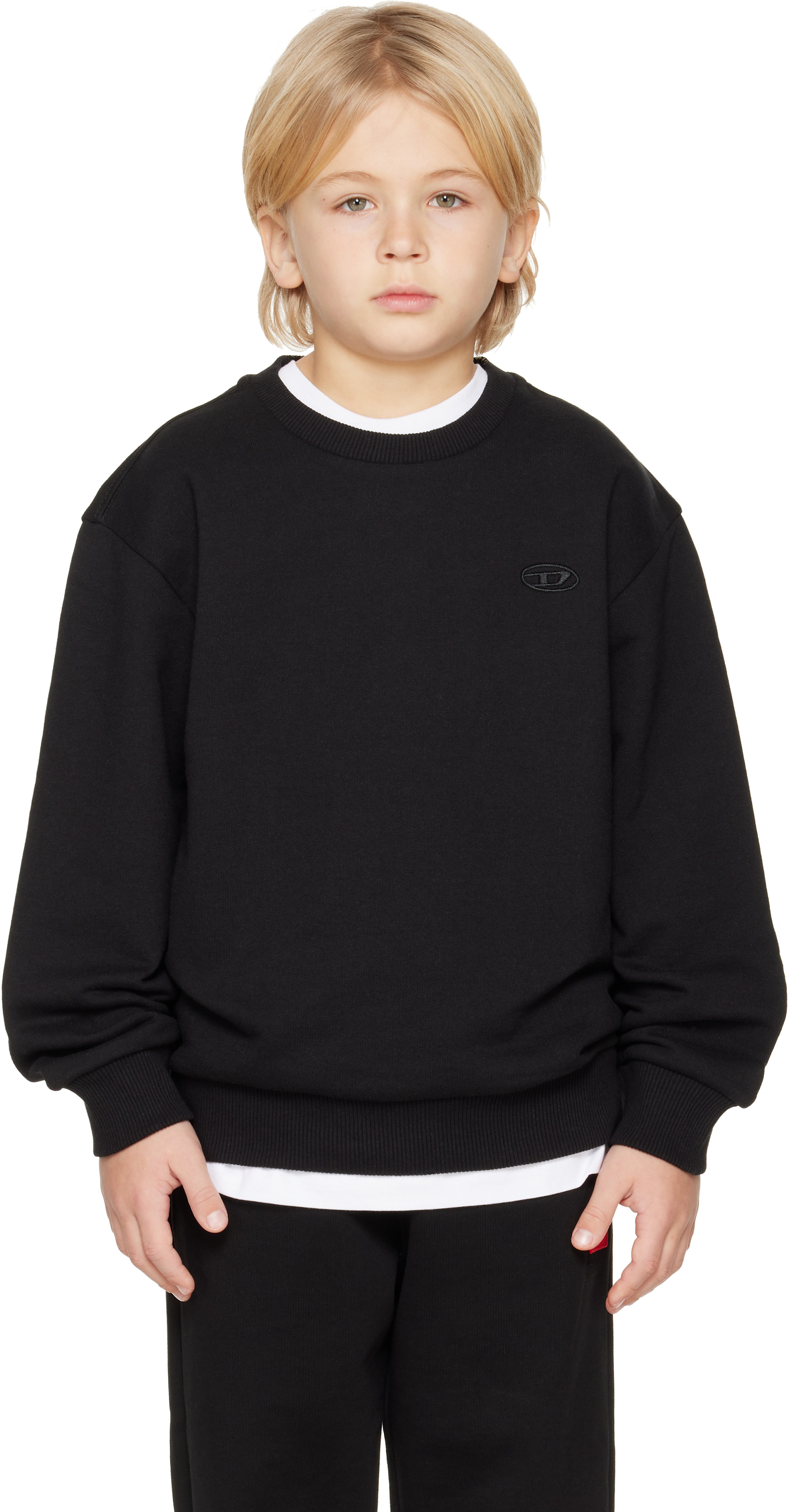 Diesel - Enfant | Pull molletonné noir à logos