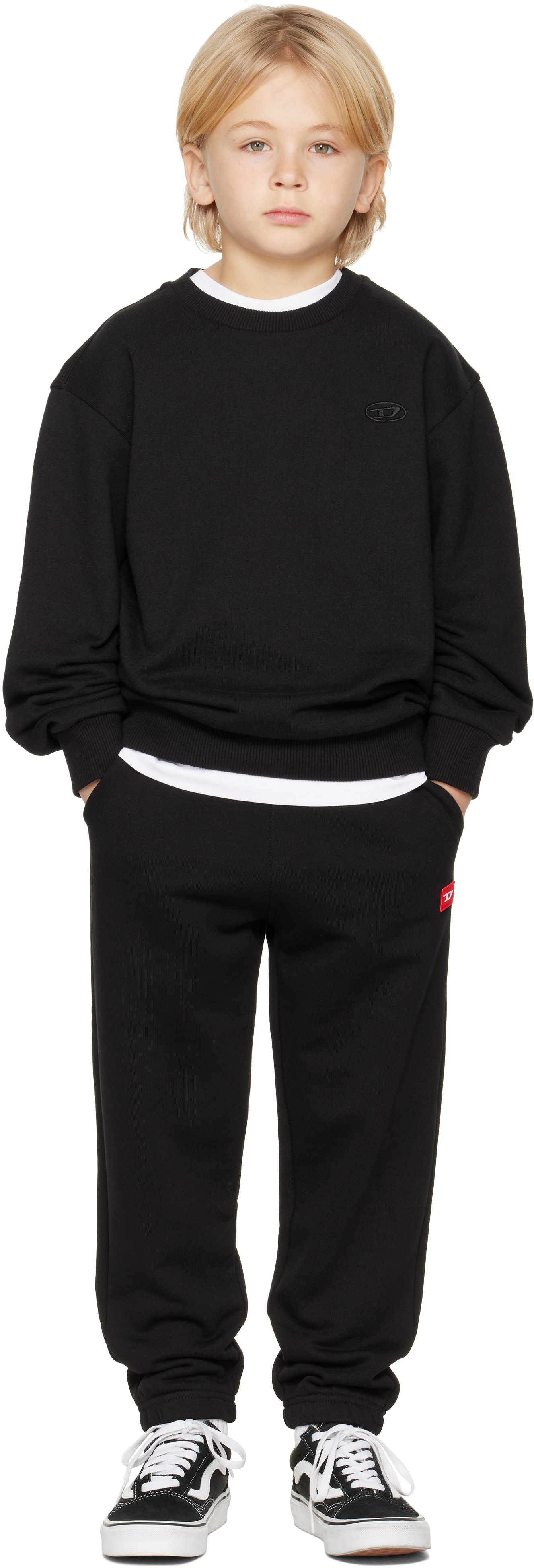 Diesel - Enfant | Pull molletonné noir à logos