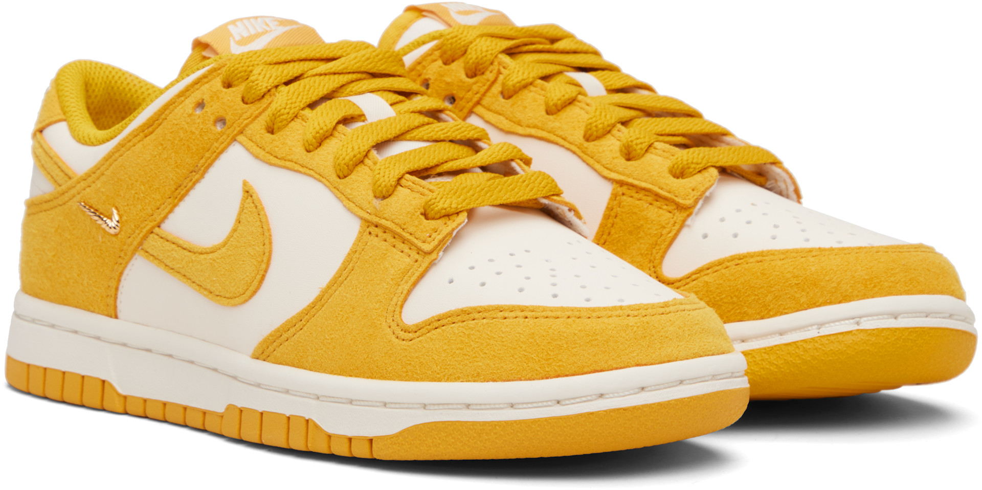 Nike - Baskets basses Dunk blanc cassé et jaune