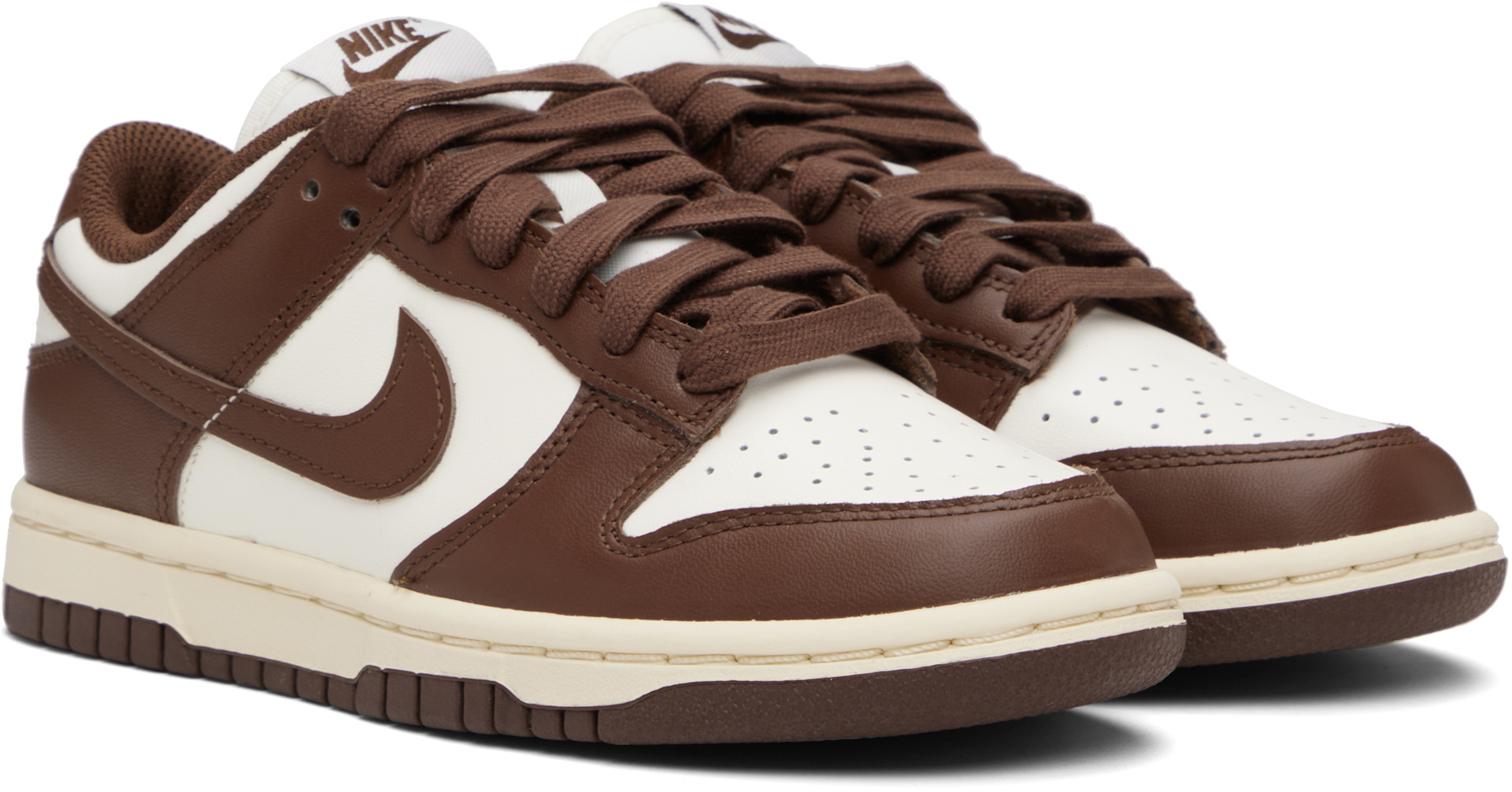 Nike - Baskets basses Dunk blanc et brun