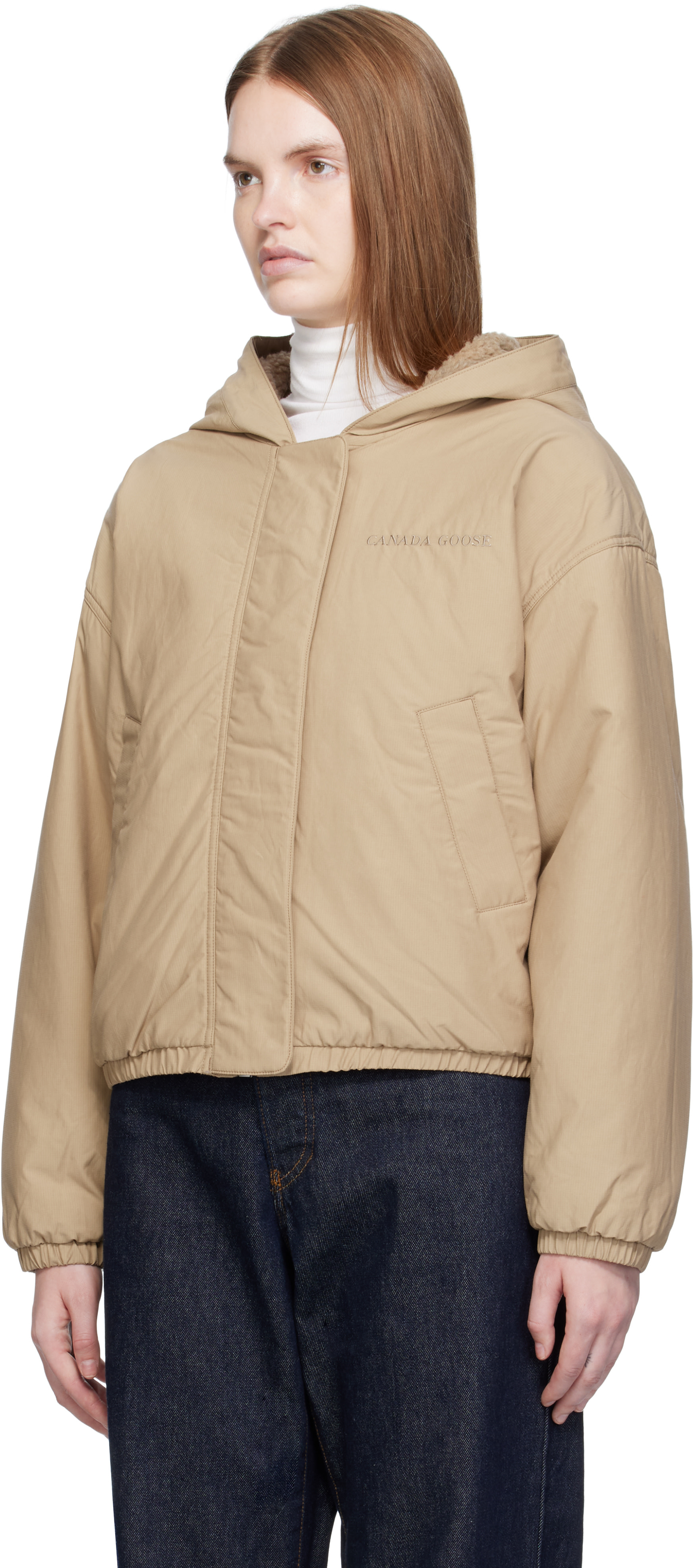 Canada Goose: Beige Alberni Fleece Reversible Jacket | SSENSE Canada