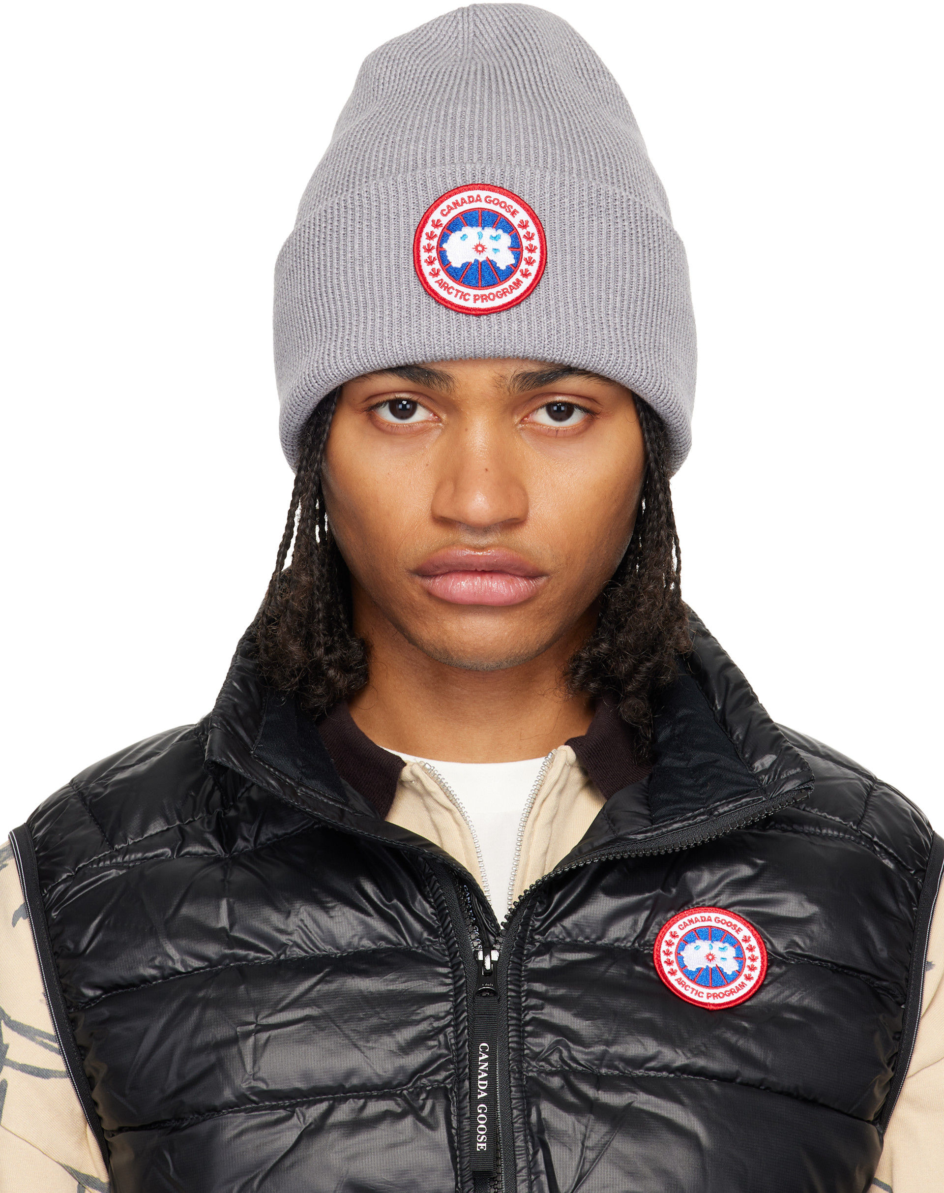 Canada Goose - Bonnet gris à écusson Arctic