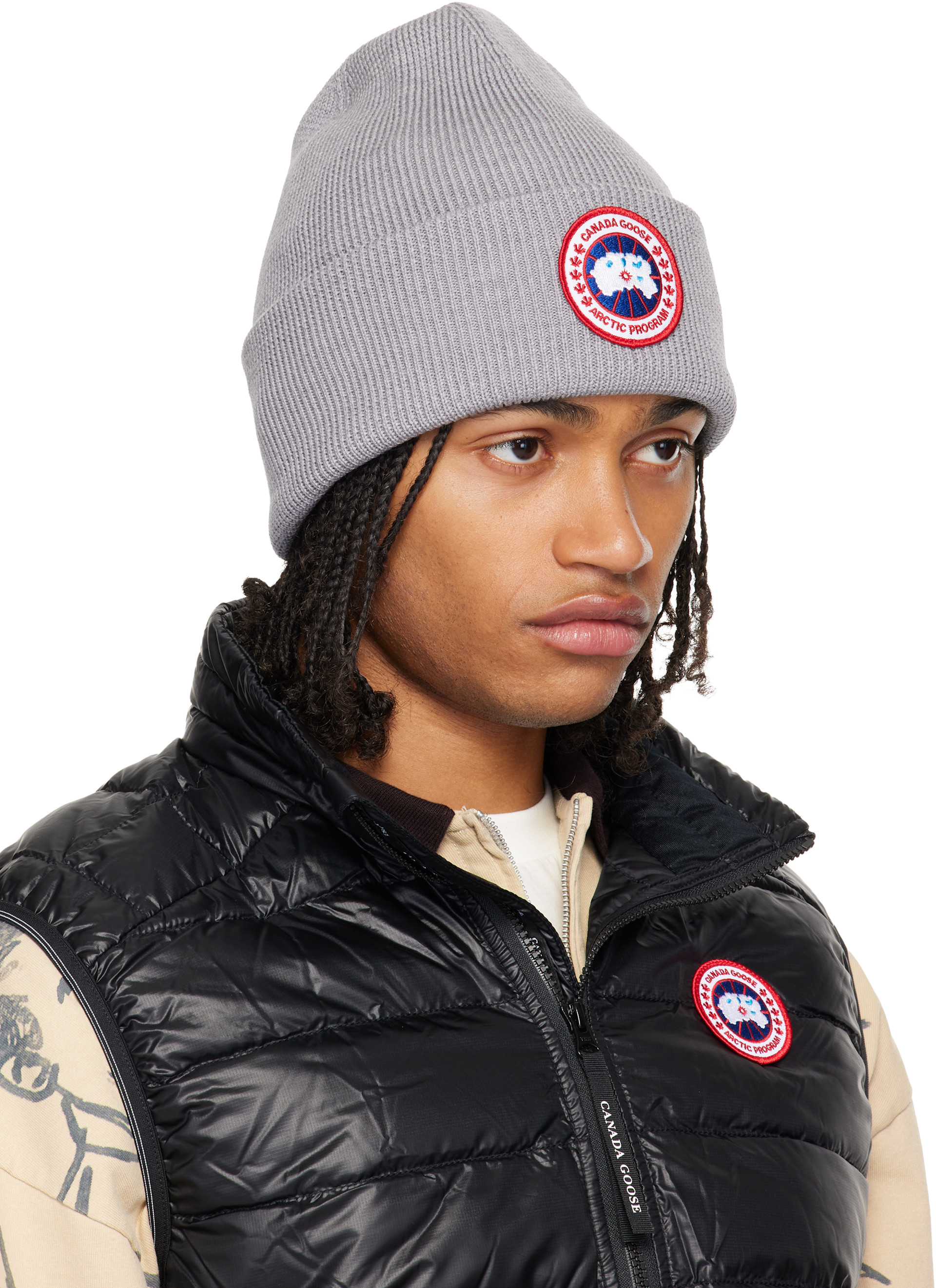 Canada Goose - Bonnet gris à écusson Arctic