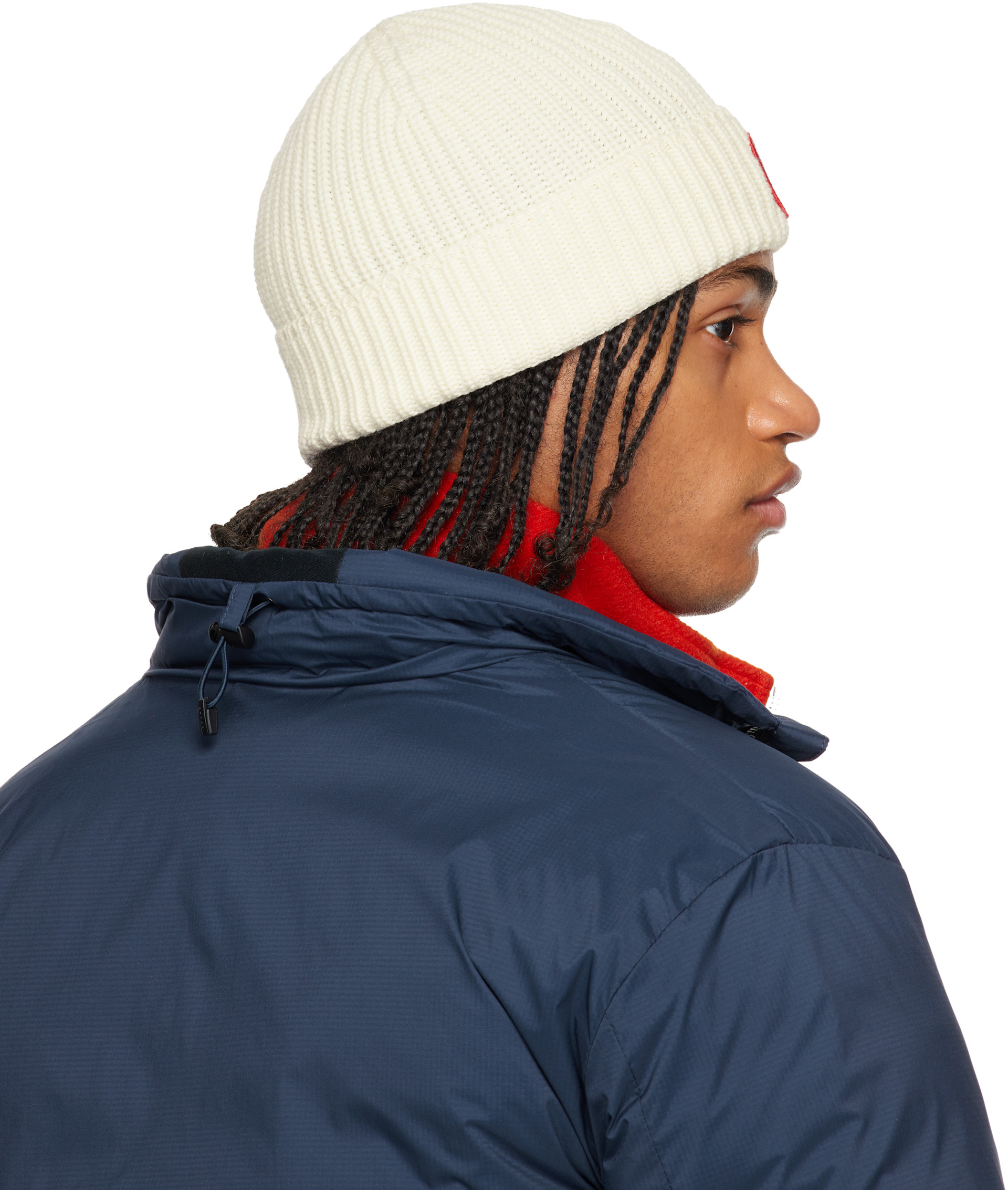 Canada Goose - 오프 화이트 골지 비니