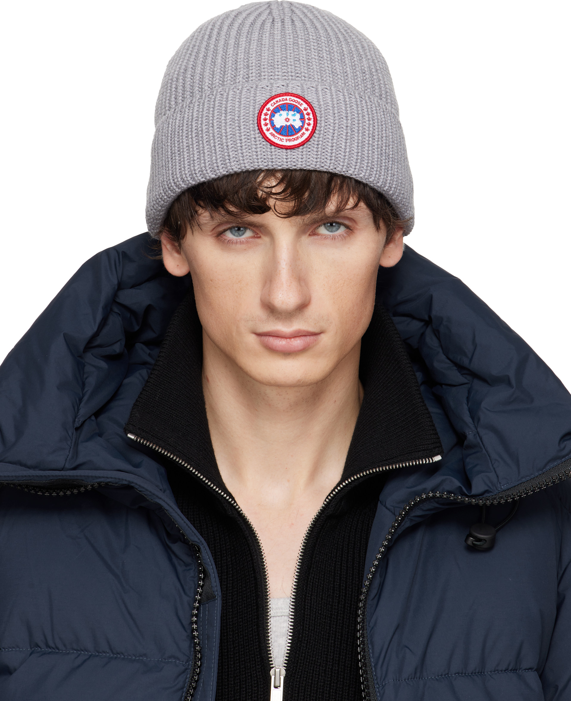 Canada Goose - 그레이 골지 비니