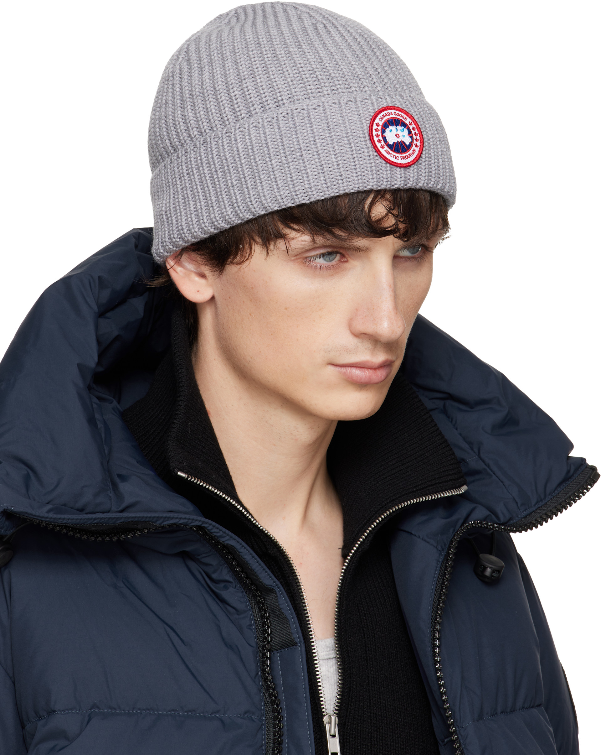 Canada Goose - 그레이 골지 비니