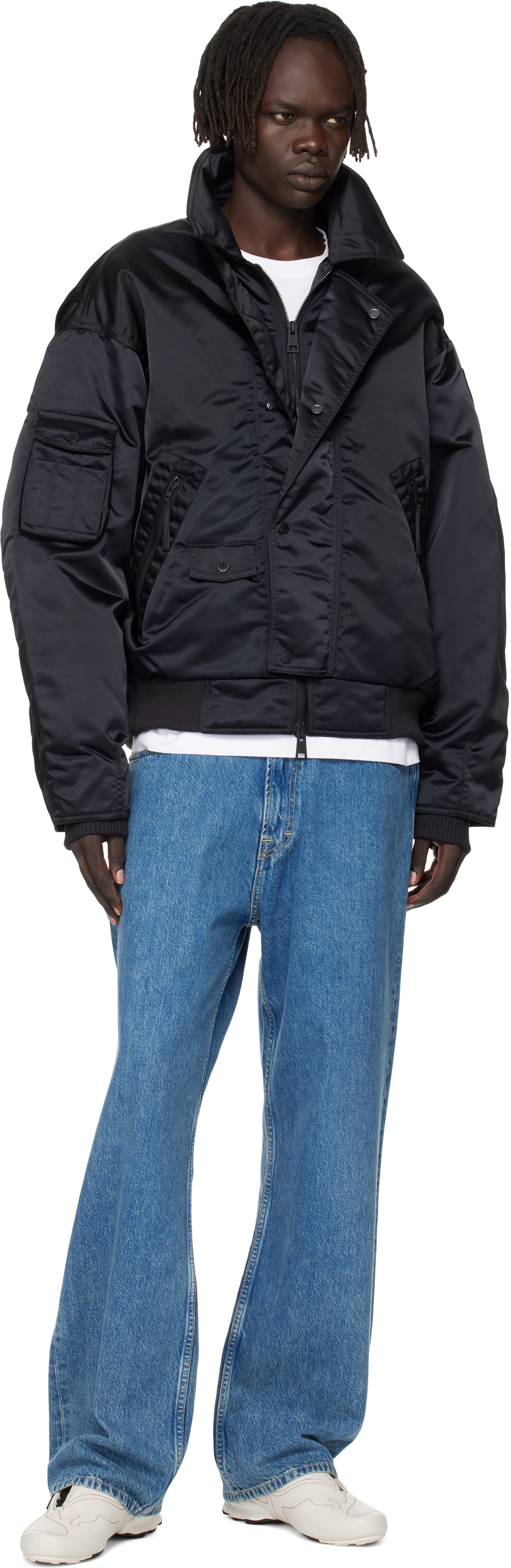 Canada Goose - 블랙 세긴 에비에이터 다운 보머 재킷