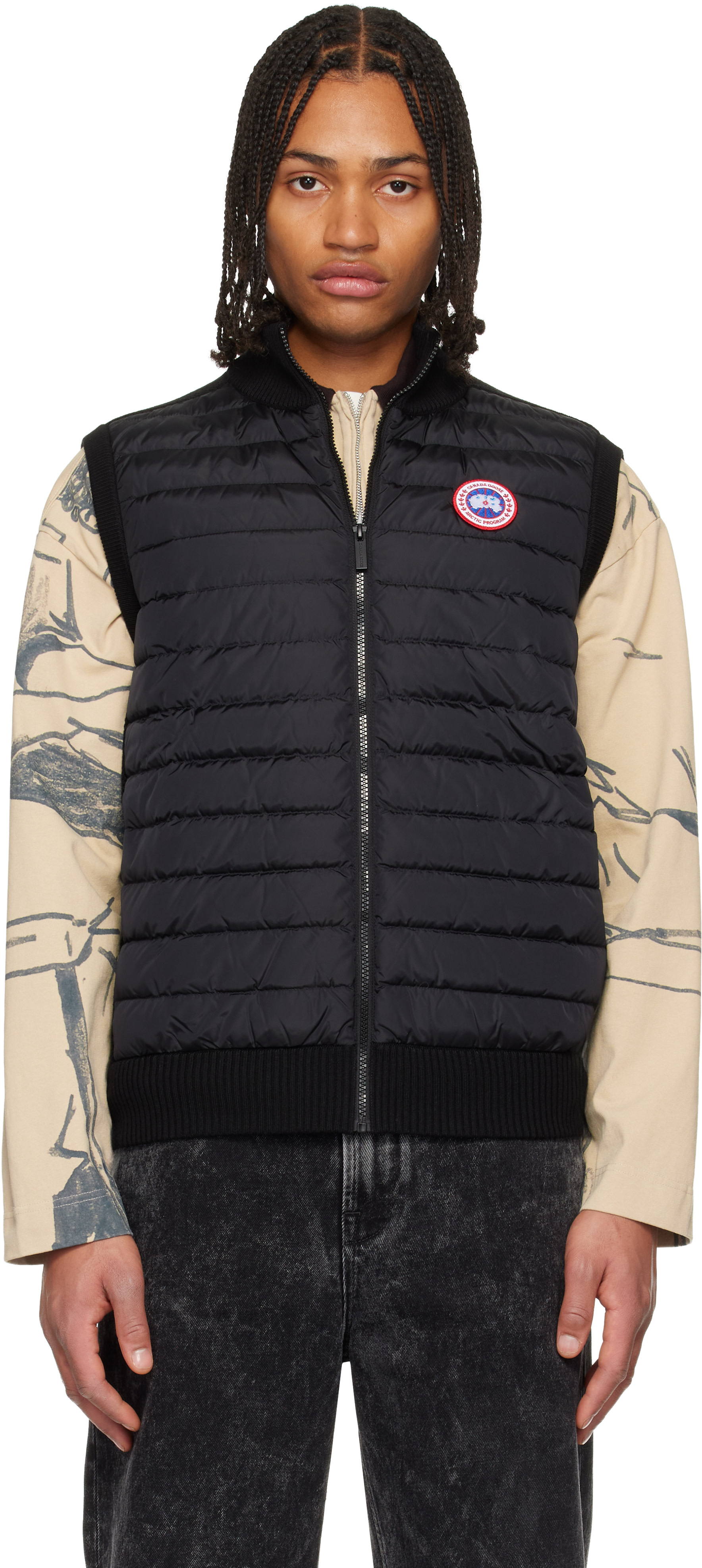 Canada Goose: Black HyBridge Knit Down Vest | SSENSE Canada