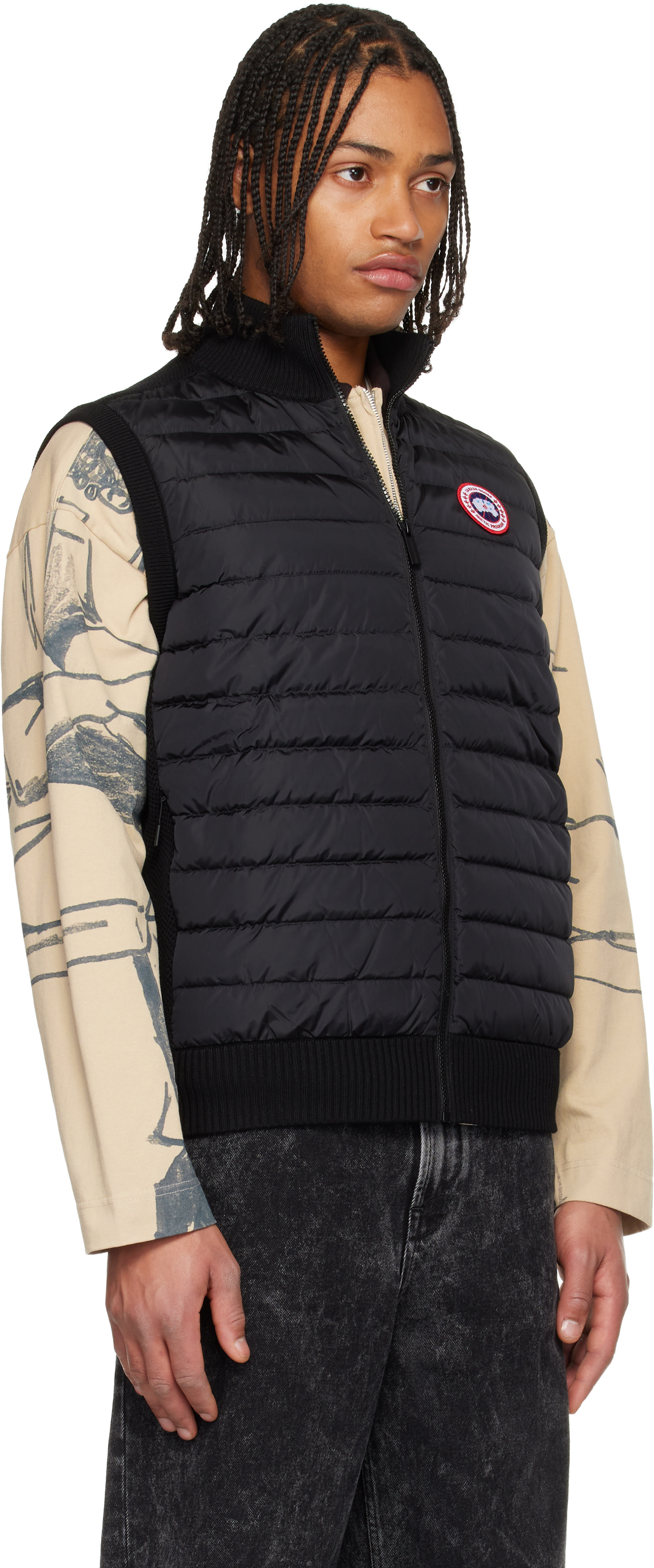 Canada Goose - 블랙 하이브릿지 니트 다운 베스트
