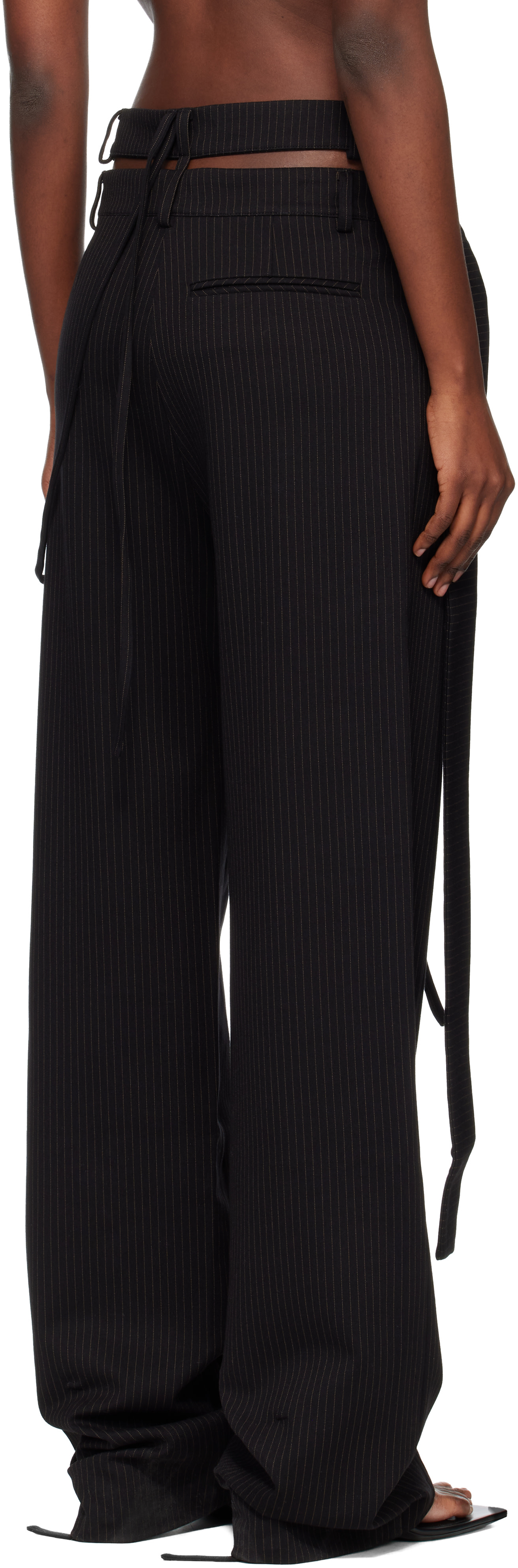 Ottolinger: Black & Tan Signature Wrap Suit Trousers | SSENSE Canada