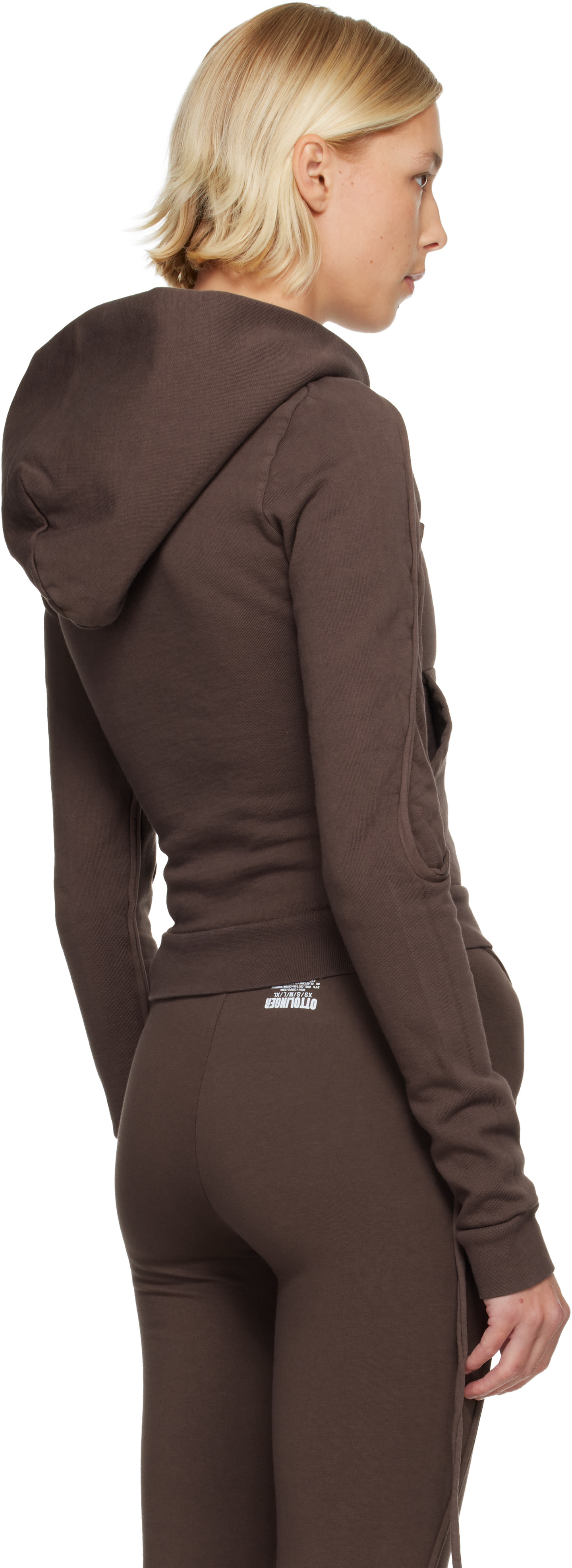Ottolinger - Pull à capuche ajusté brun à glissière