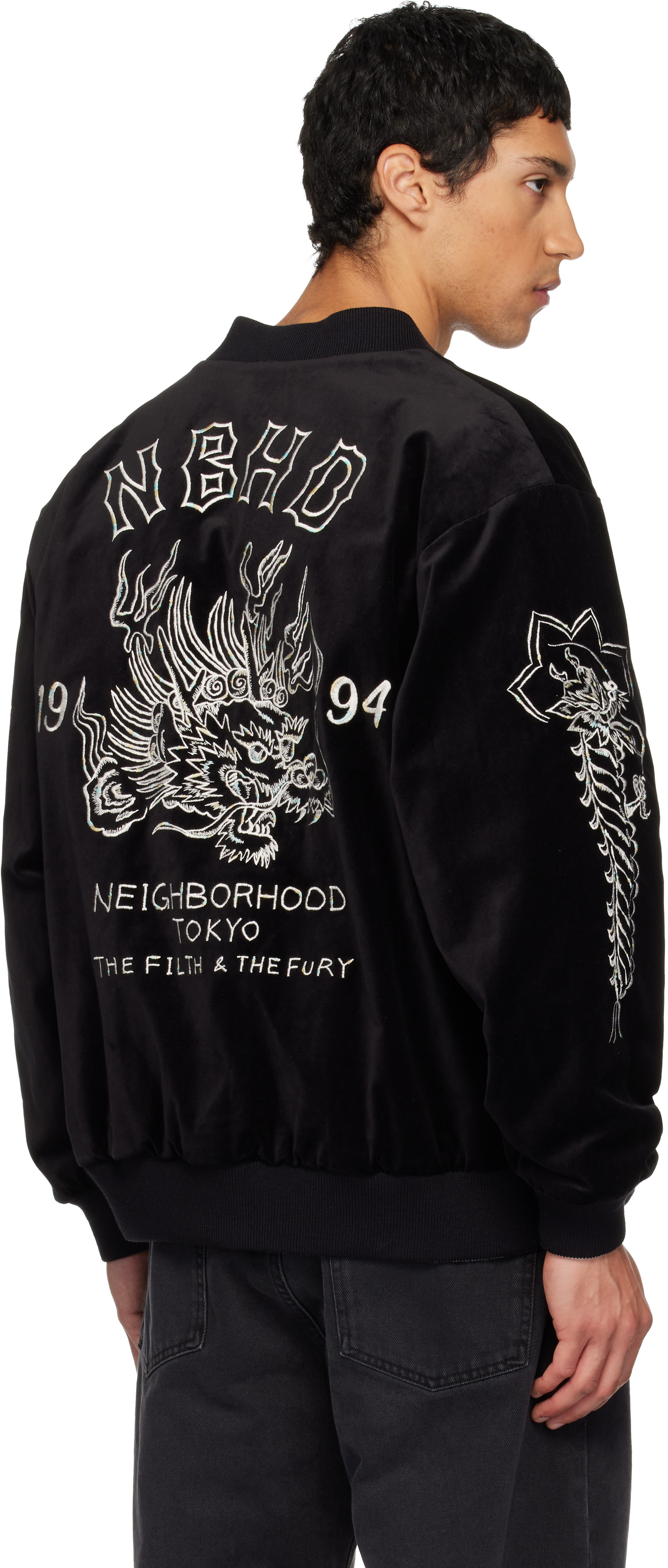Neighborhood: Black Reversible Souvenir Jacket | SSENSE