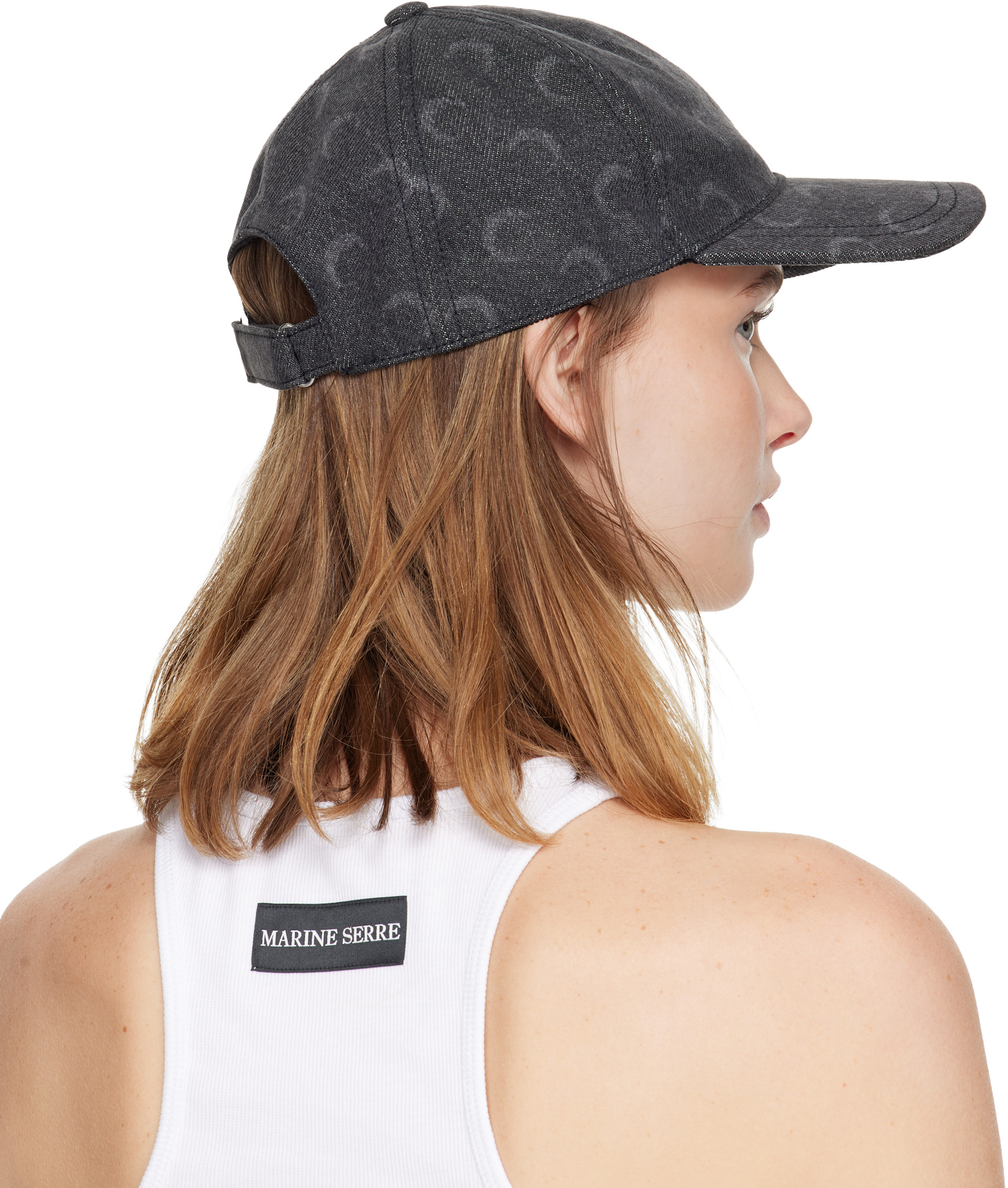 Marine Serre: Gray Moon Laser Denim Baseball Cap | SSENSE  display picture 2