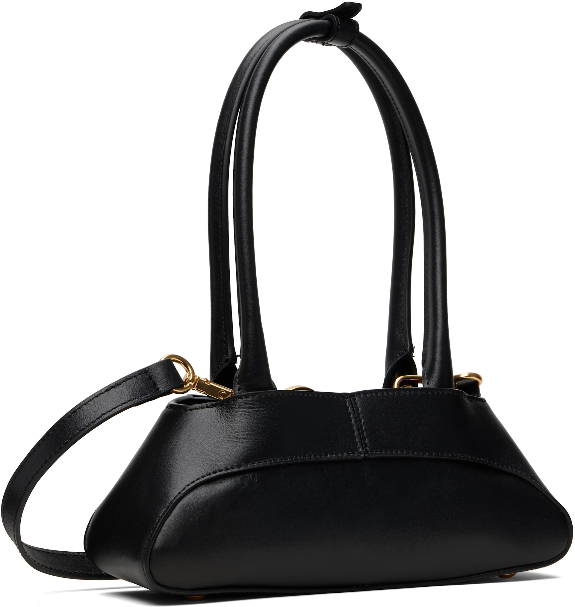 Marine Serre: Black Leather Aurora Mini Bag | SSENSE