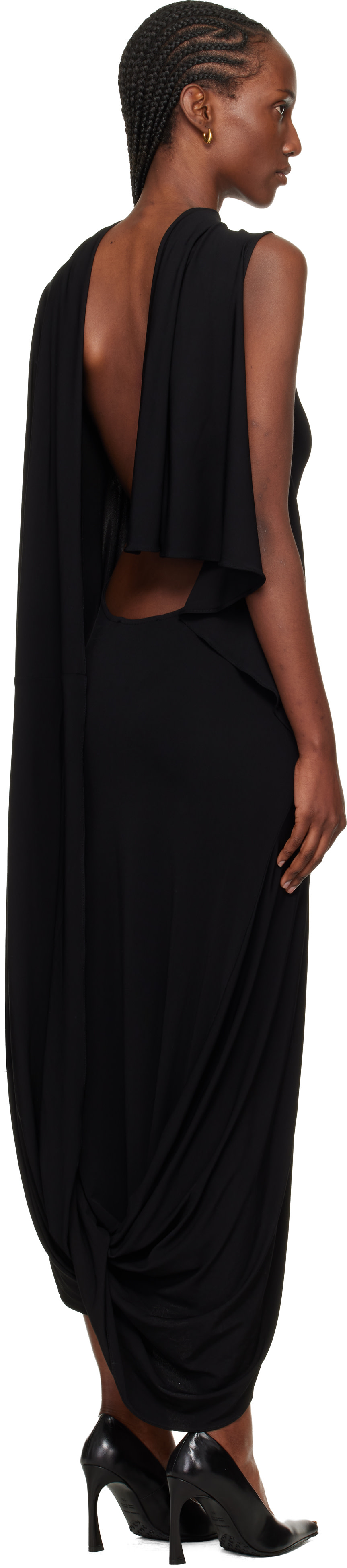 open back maxi dress black Darker Wavs Rayon Open Back Maxi Dress
