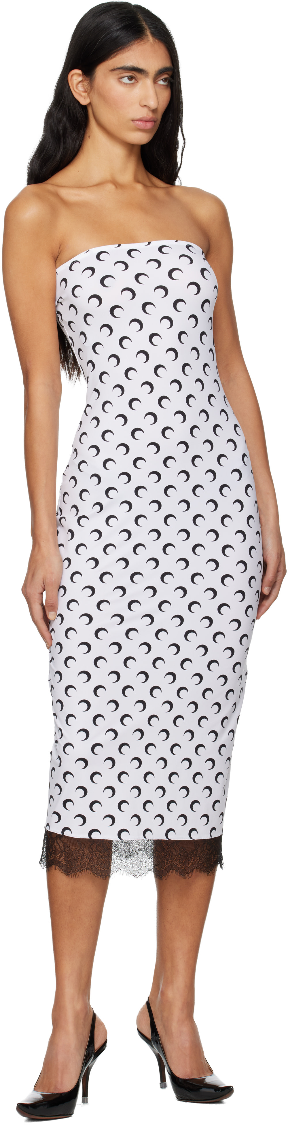 Marine Serre: White Recycled Moon Jersey Bustier Midi Dress | SSENSE Germany Marine Serre: White Recycled Moon Jersey Bustier Midi Dress | SSENSE Germany