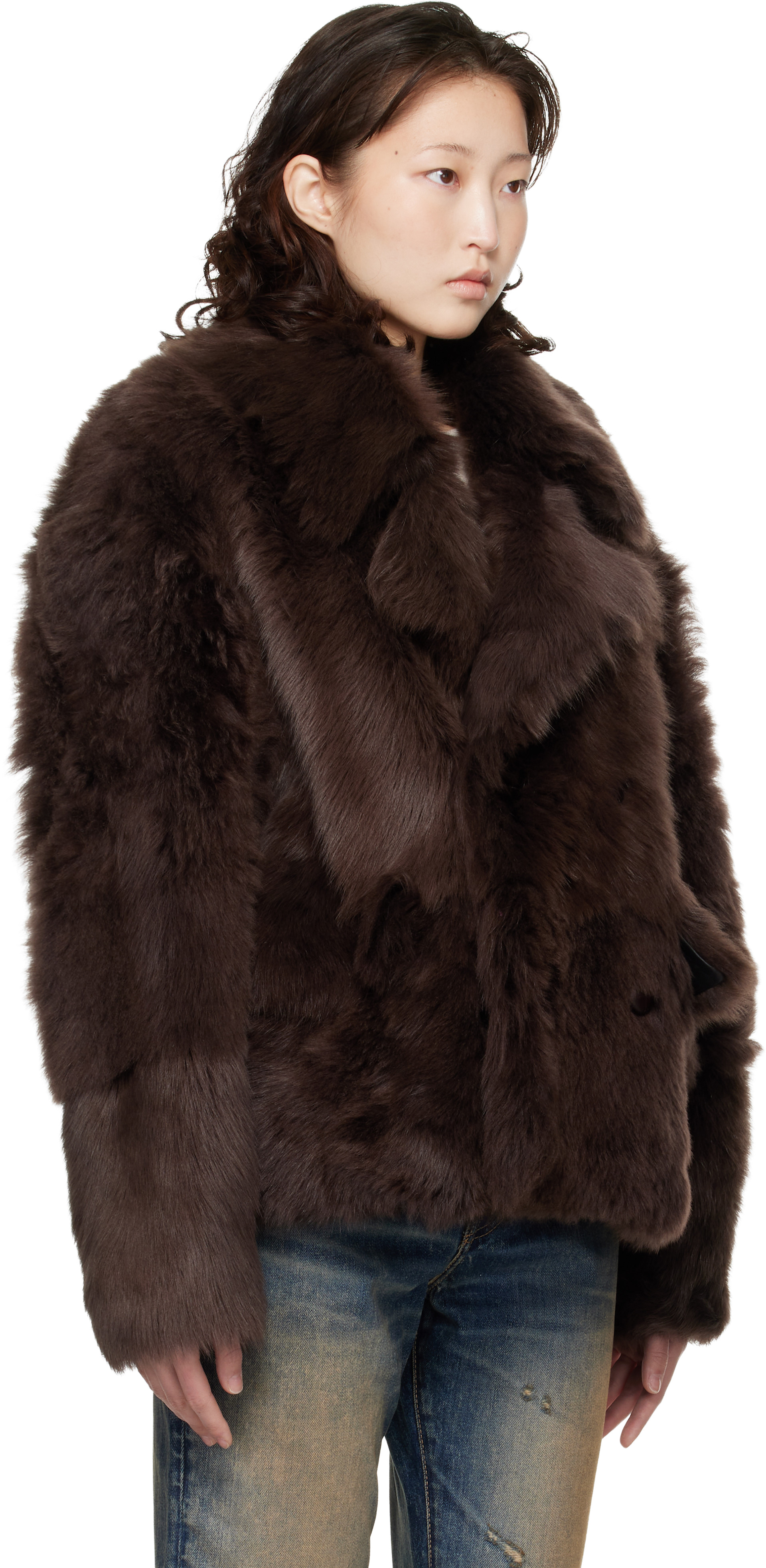 MARNI カルガンラム ファーコート ブラウン系 本毛皮 山羊 AA781 MARNI 