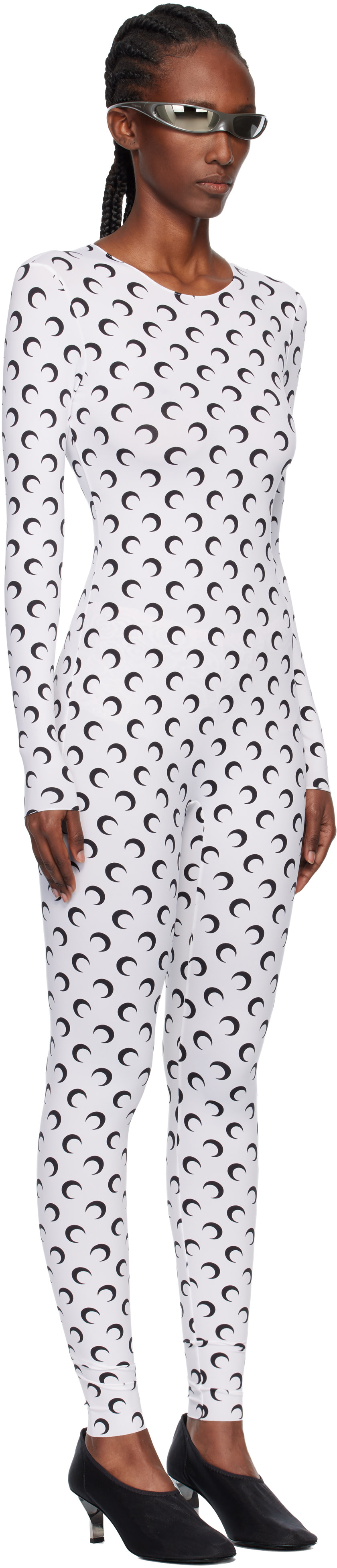 Marine Serre: White Recycled Jersey Moon Catsuit | SSENSE