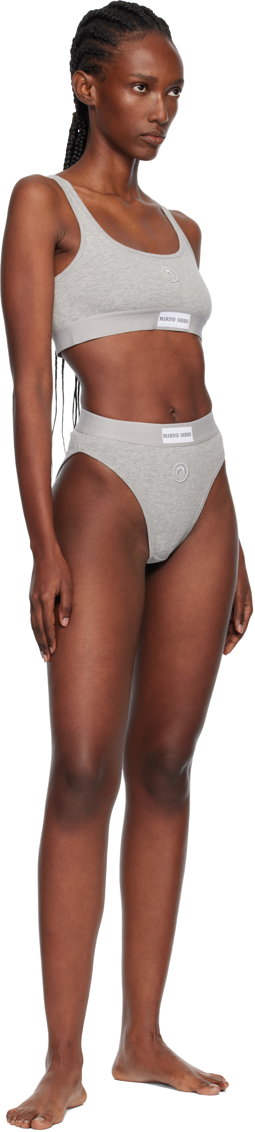 Marine Serre: Gray Moon Logo Stretched Jersey High-Waist Briefs