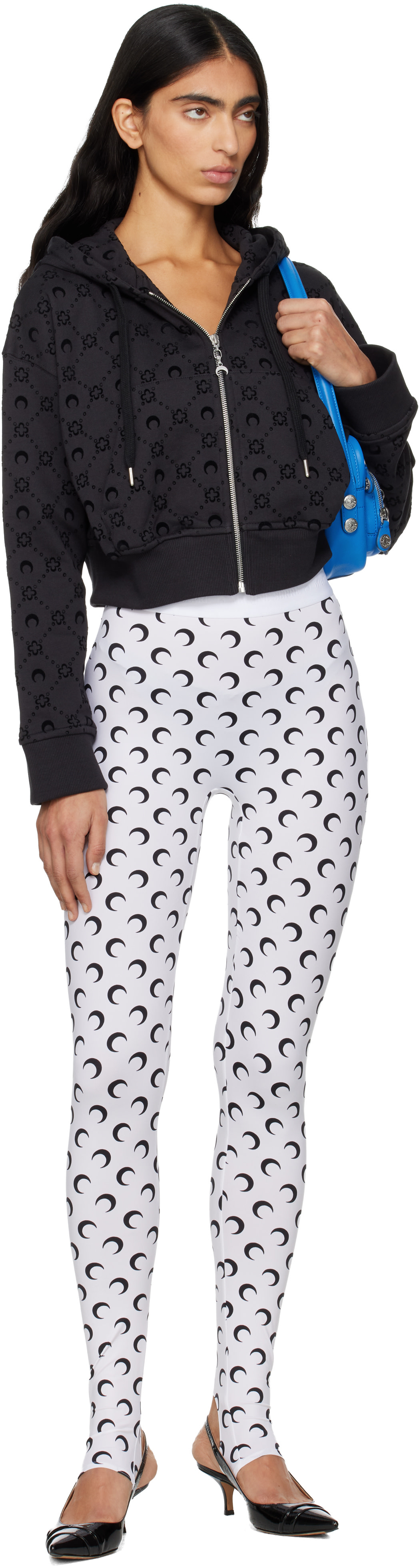 Marine Serre: White Recycled Moon Jersey Stirrup Leggings | SSENSE