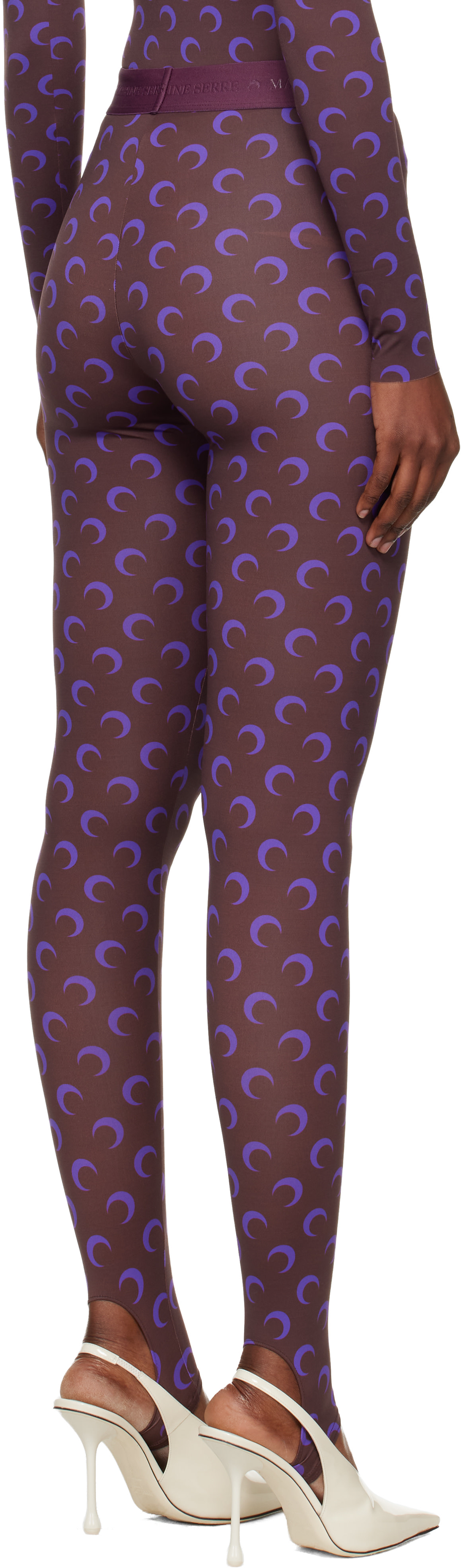 Marine Serre: Brown & Purple Recycled Moon Jersey Stirrup Leggings