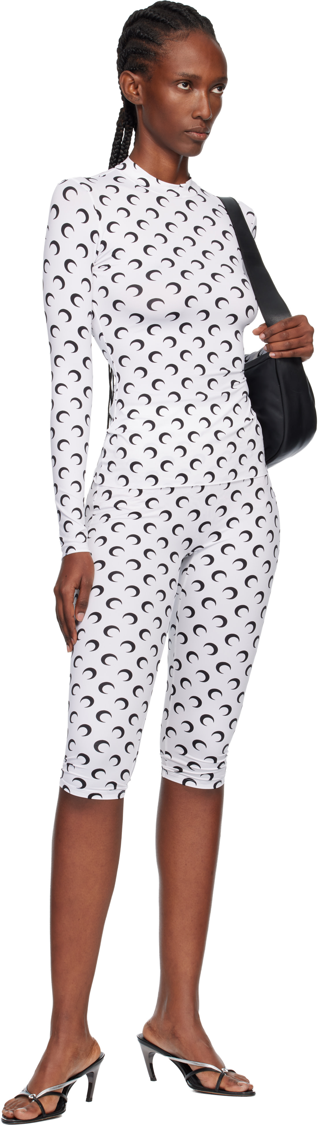 Marine Serre: White Recycled Moon Jersey Capri Leggings | SSENSE