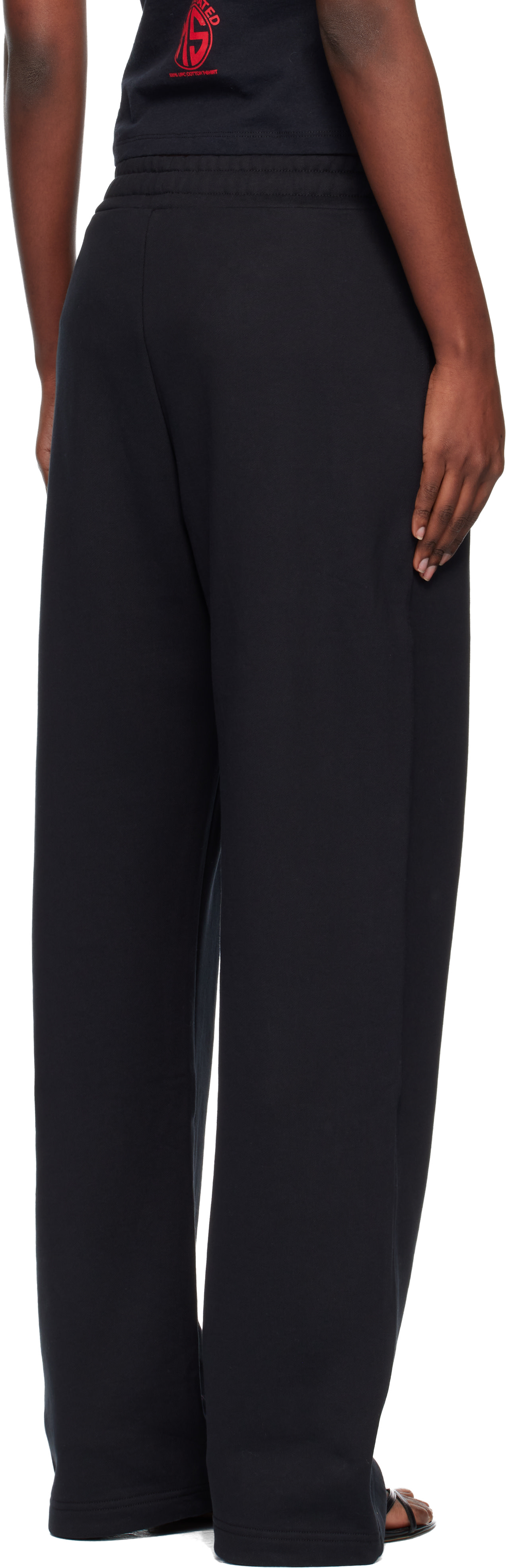 Marine Serre: Black Moon Logo Fleece Sweatpants | SSENSE