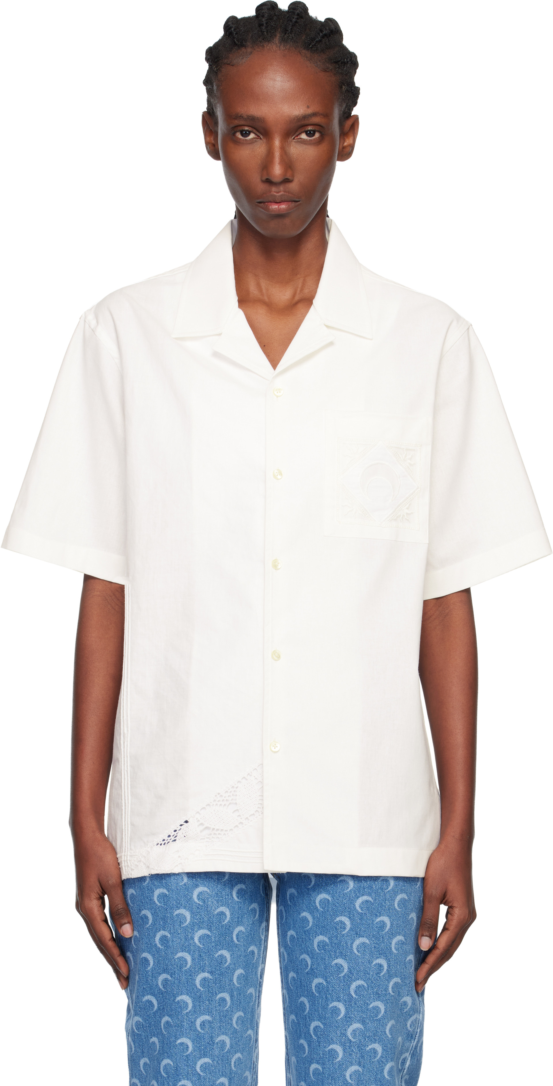 Marine Serre: Off-White Regenerated Household Linen S/S Bowling