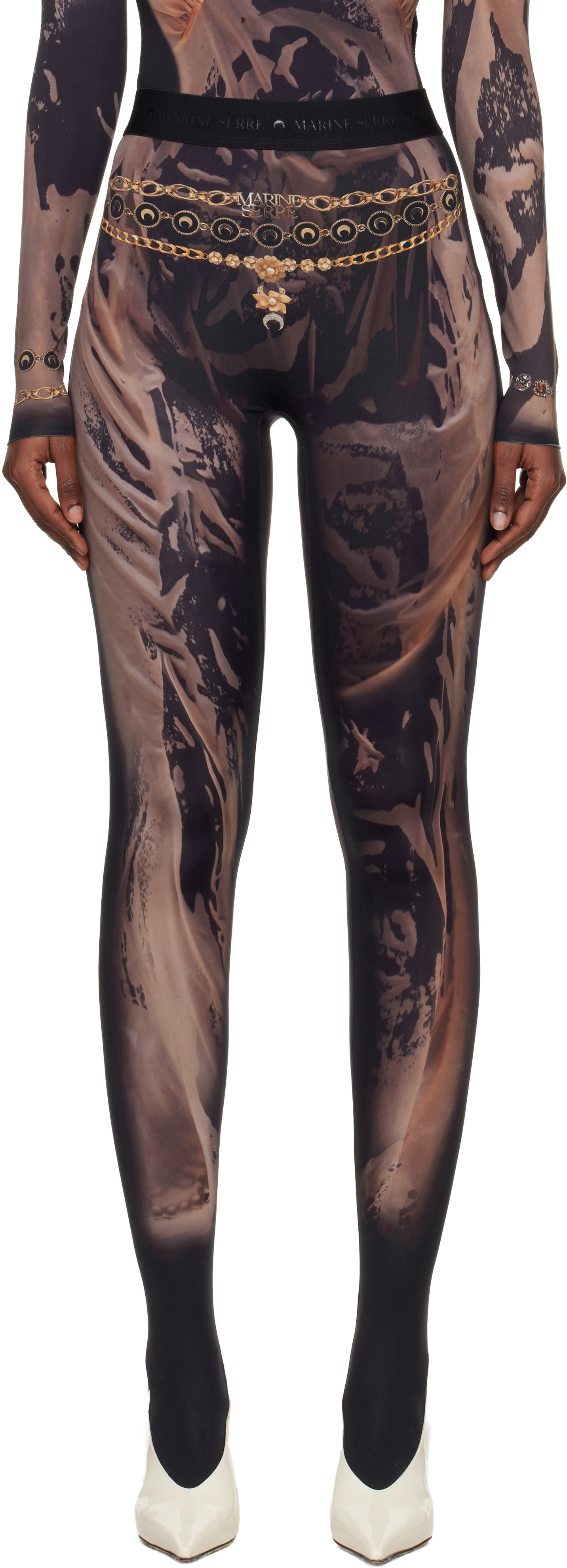 Marine Serre: SSENSE限定 ブラック Wet Nuisette Printed Jersey