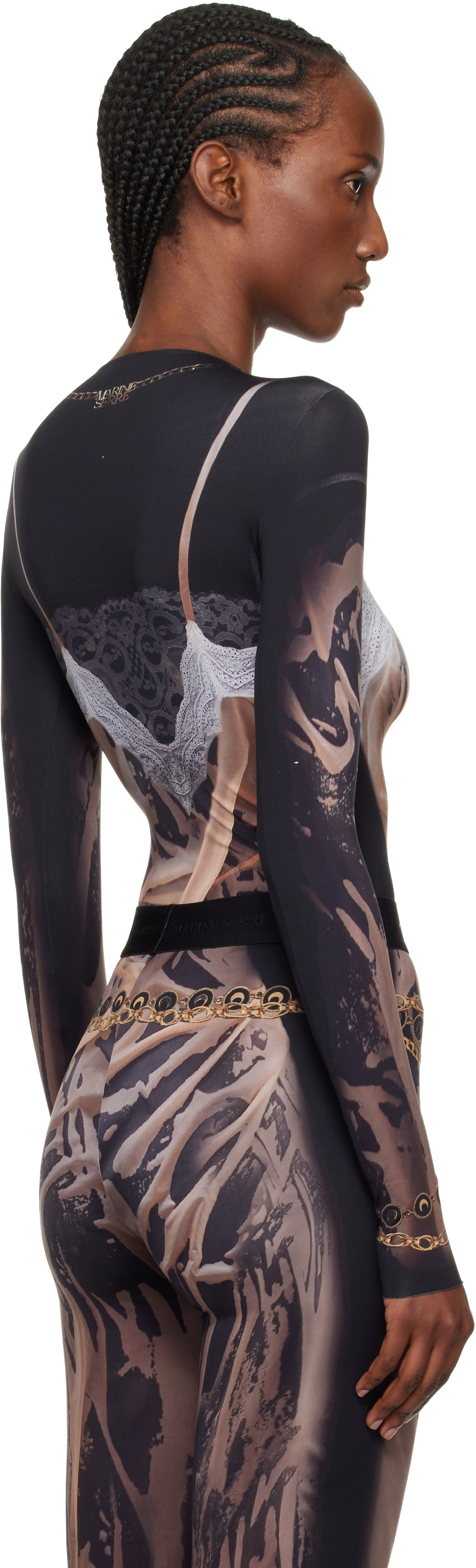 Marine Serre: SSENSE Exclusive Black Wet Nuisette Printed Jersey