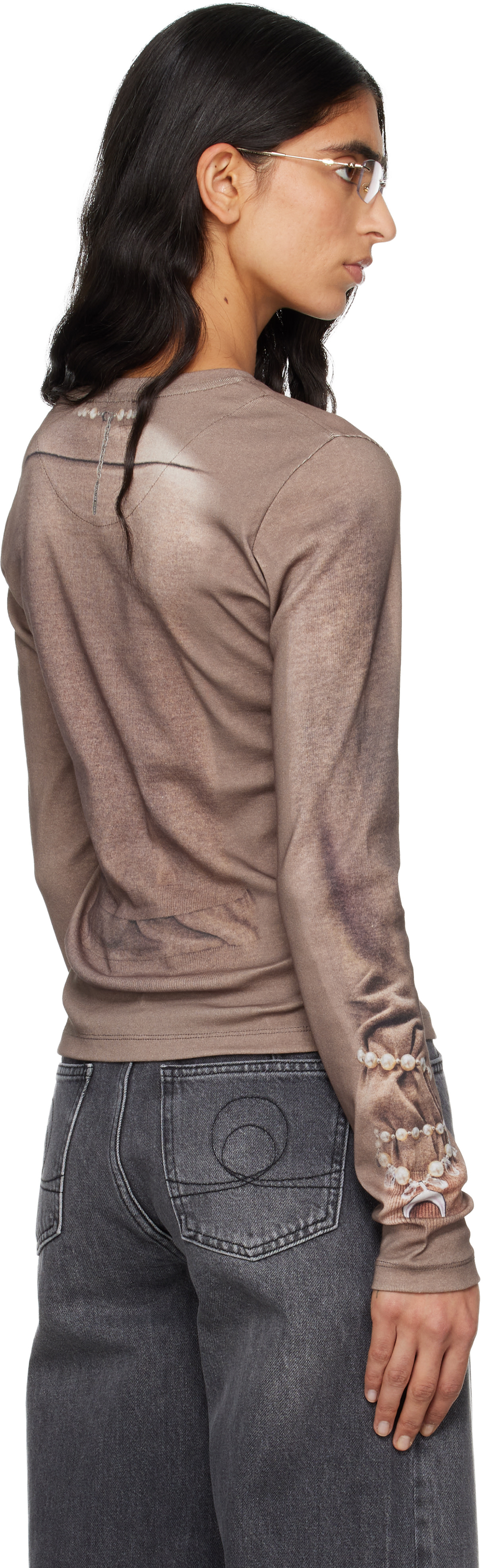 Marine Serre ロングスリーブトップス Organic Cotton Plain Long Sleeve T-shirt • Marine Serre